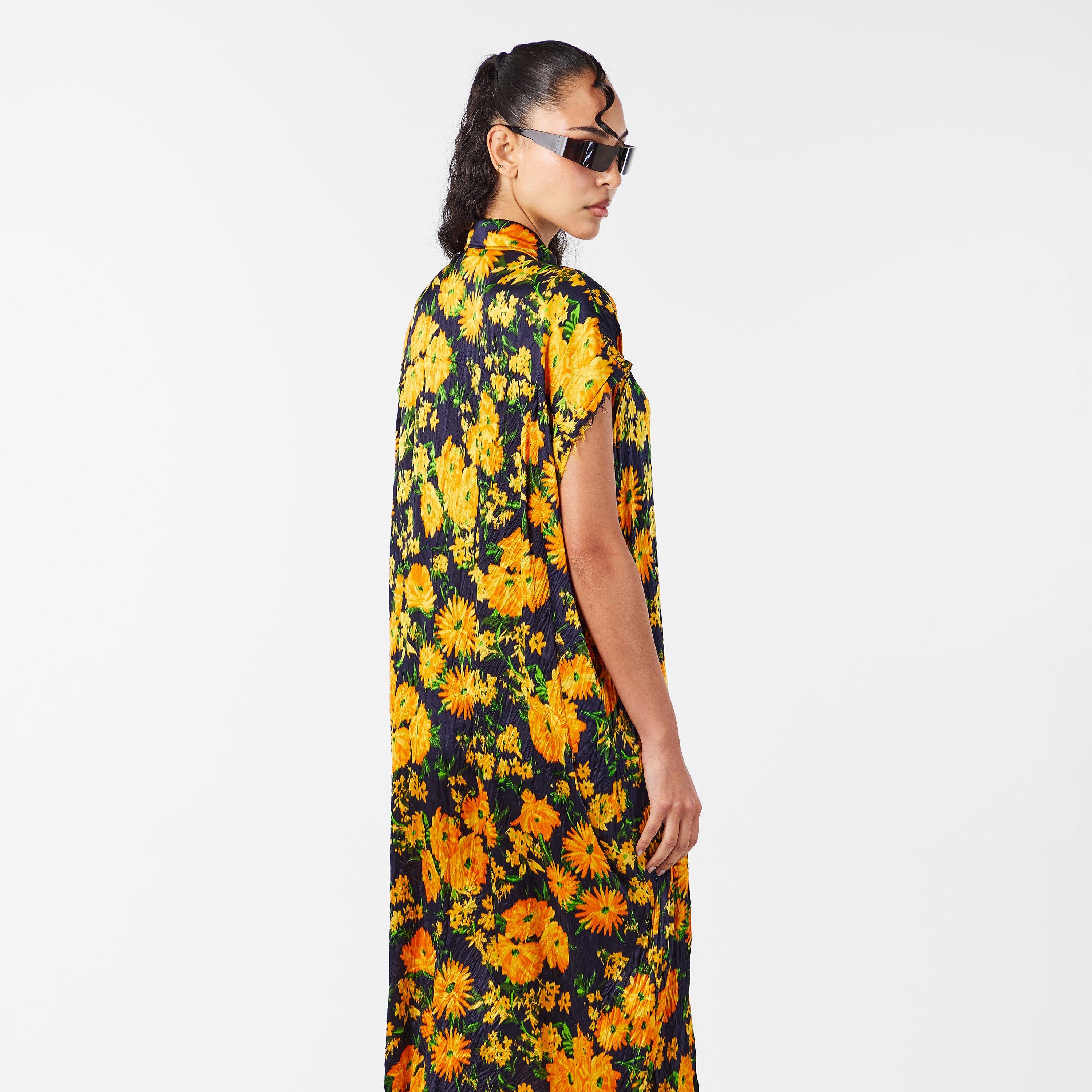 Yellow/Navy - Balenciaga - Women's A Line Dress - 4