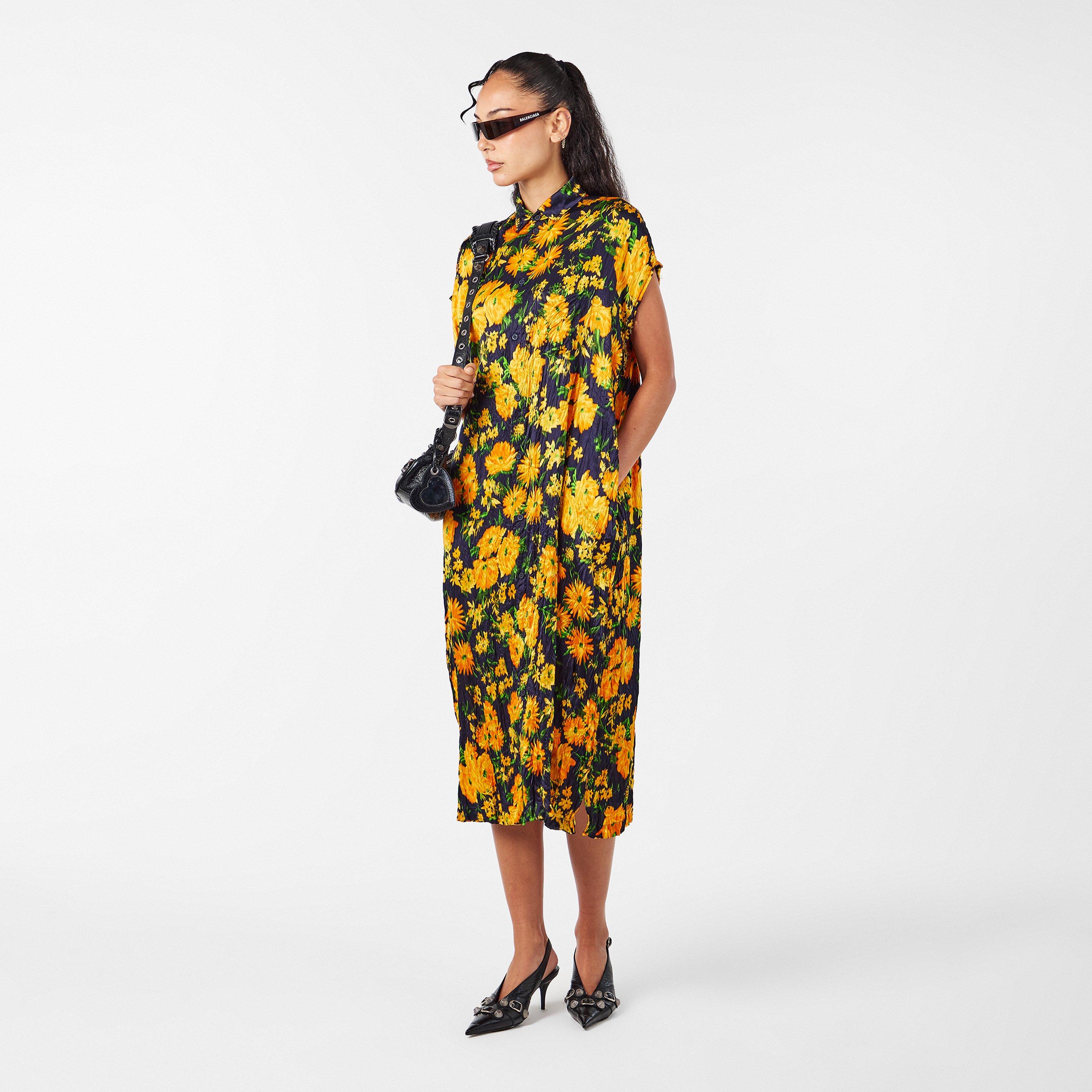Yellow/Navy - Balenciaga - Women's A Line Dress - 6