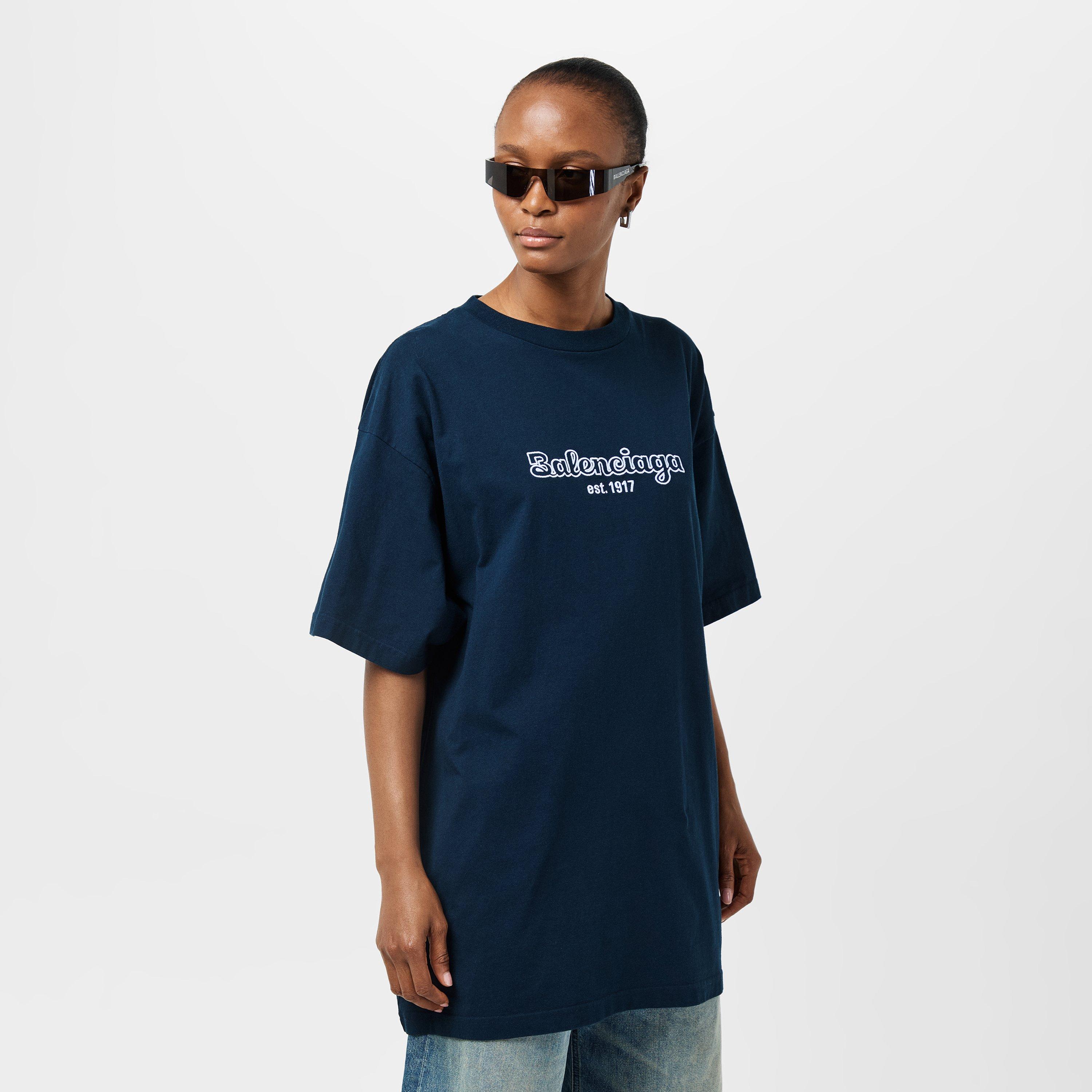 Navy/White - Balenciaga - Women's Regular Fit T-Shirt - 3