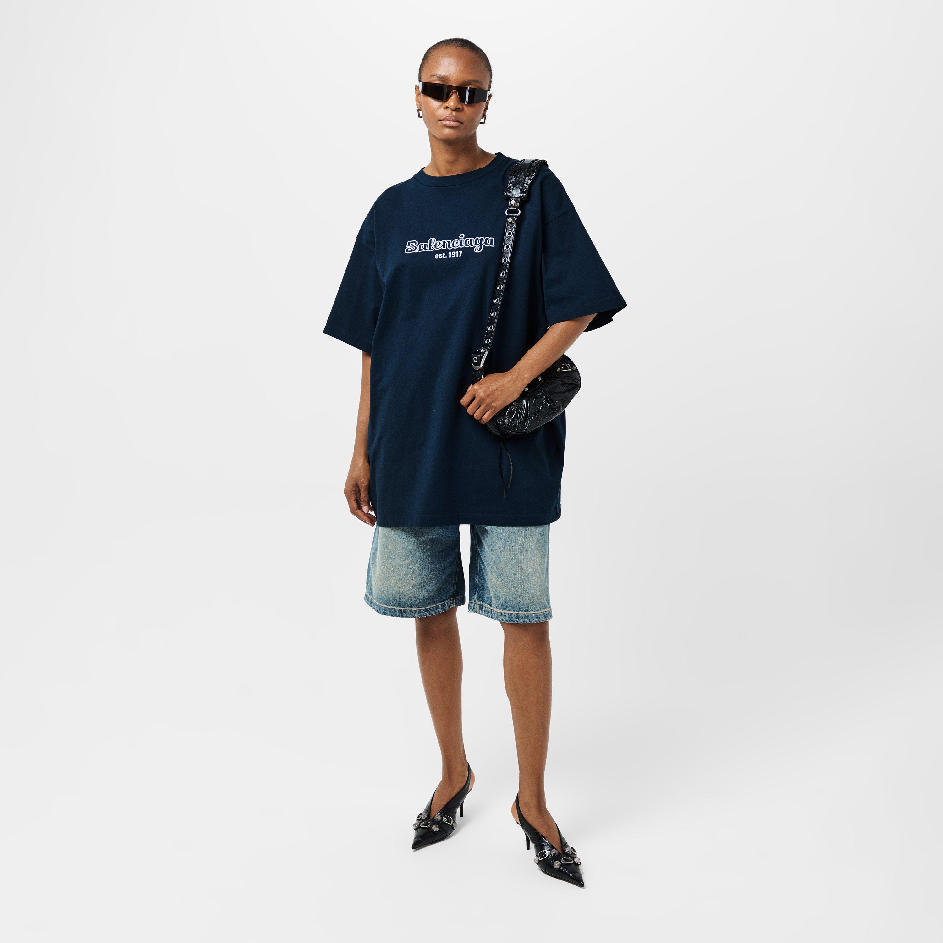 Navy/White - Balenciaga - Women's Regular Fit T-Shirt - 6