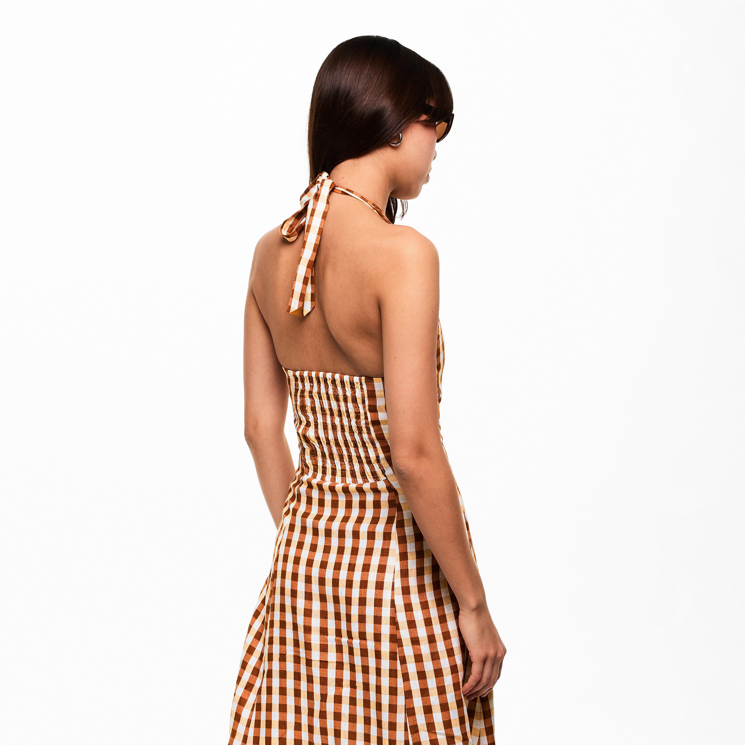 Gingham Cedar - Faithfull The Brand - Women's Marias Midi A Line Dress - 4