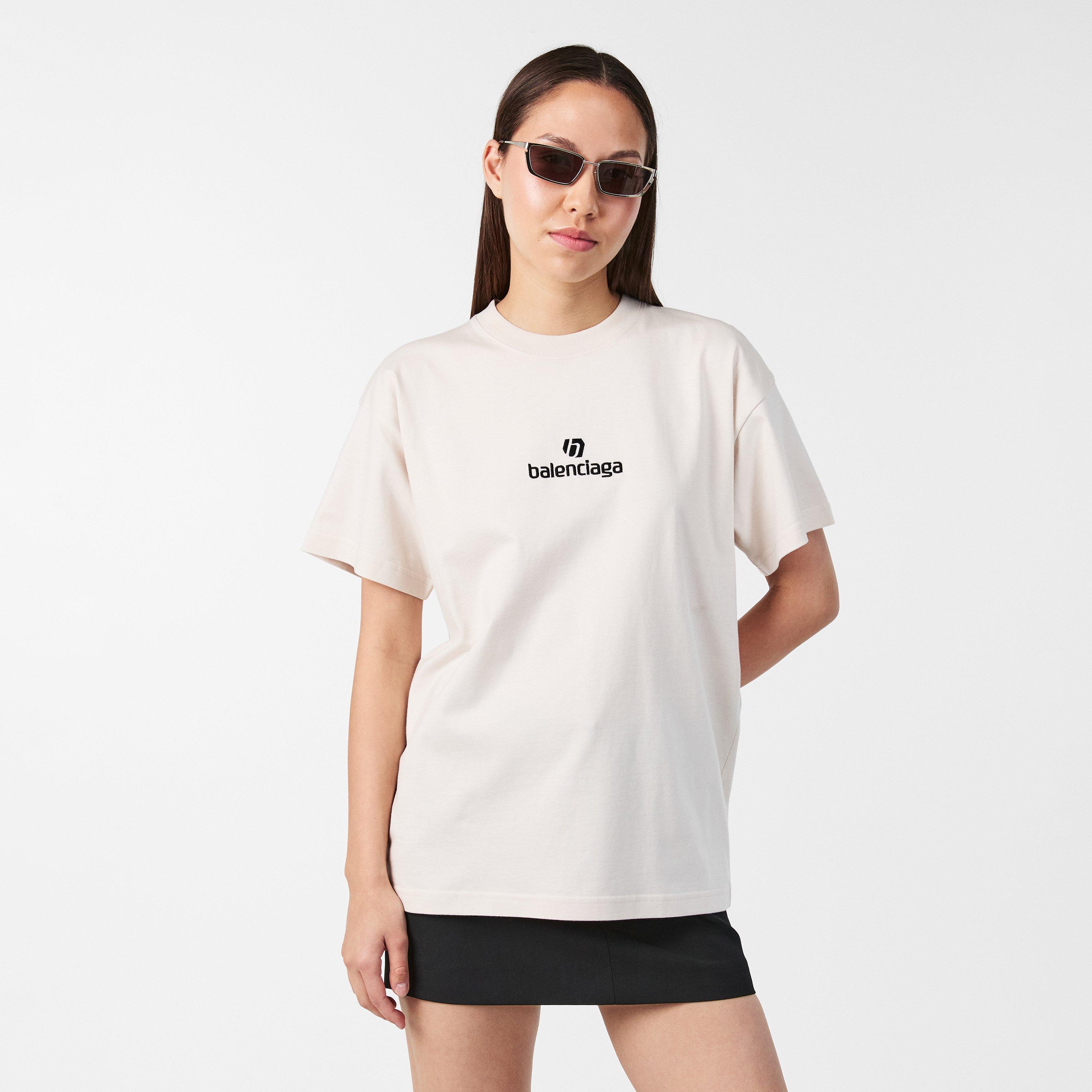 Chalky/Black - Balenciaga - Women's Regular Fit T-Shirt - 3