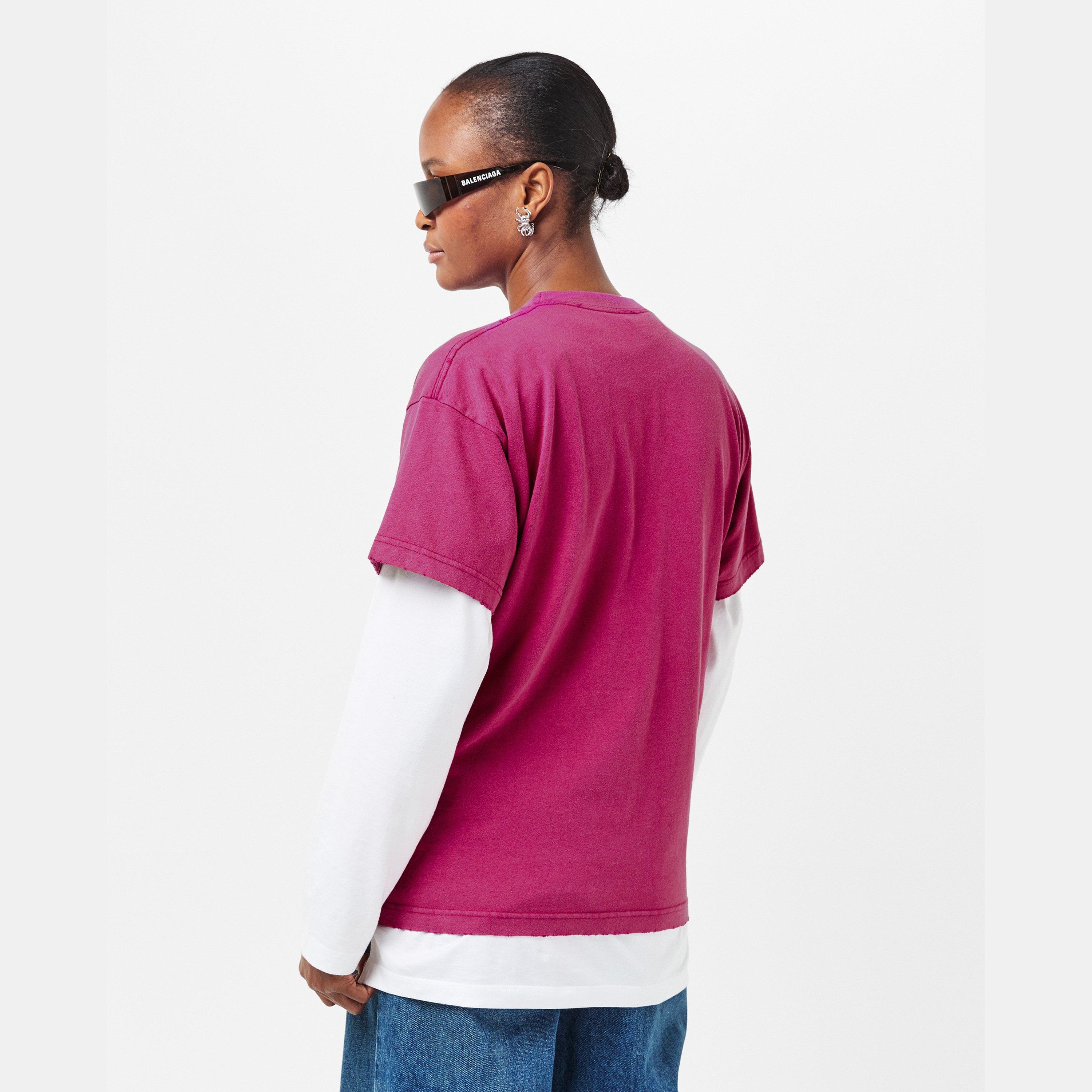 Fuchsia/Blue - Balenciaga - Logo T-Shirt - 4