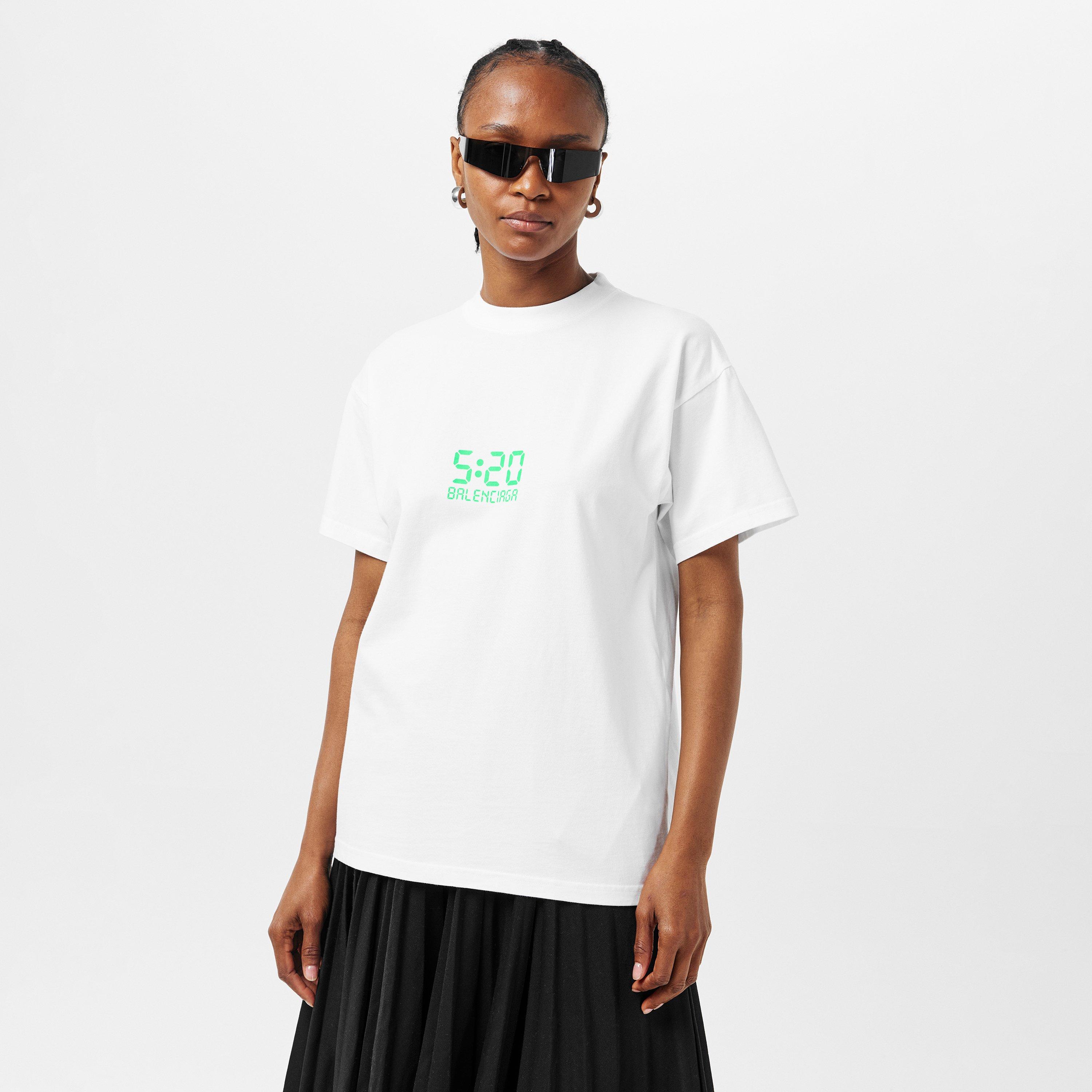 White/ Green - Balenciaga - Women's Regular Fit T-Shirt - 3