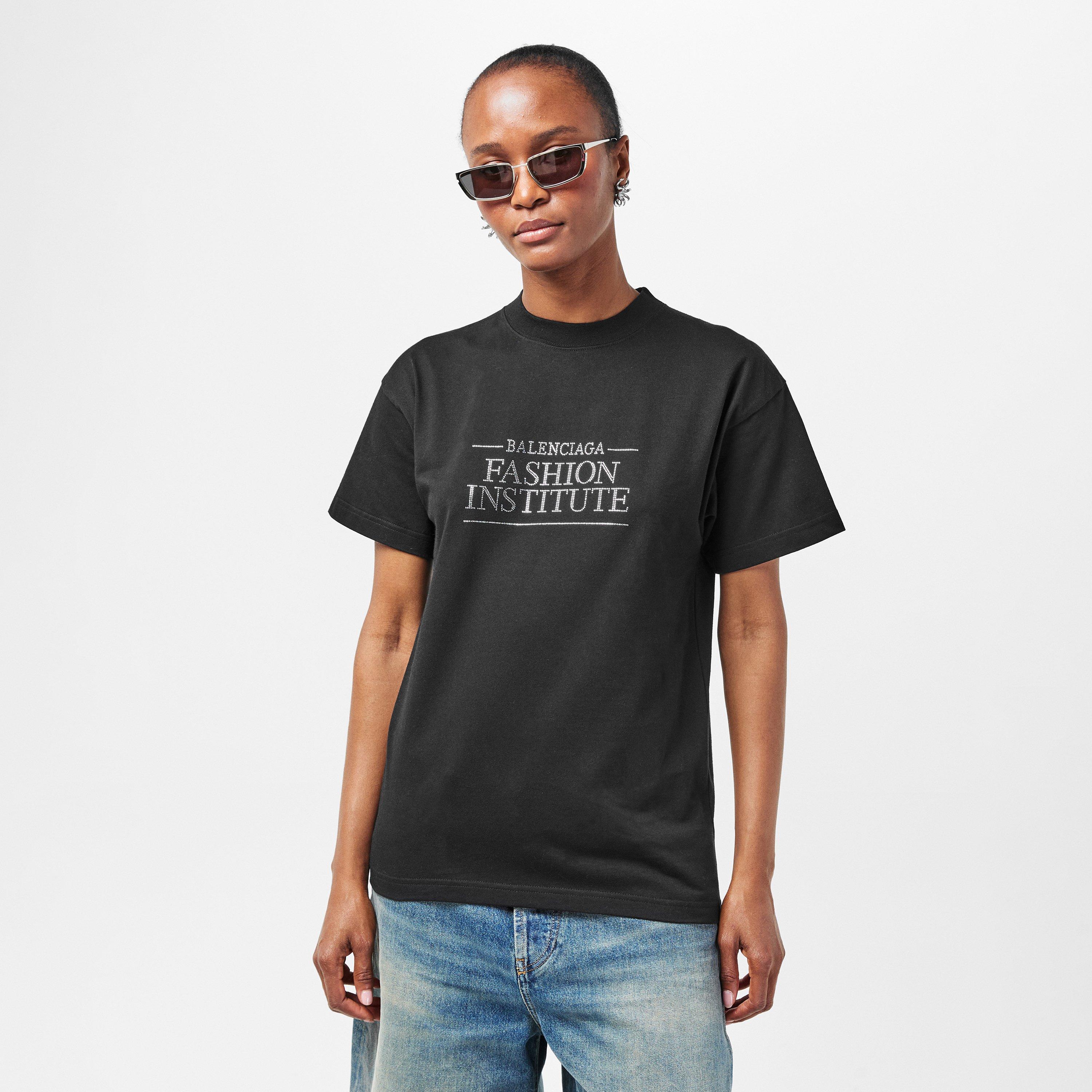 Black/Silver - Balenciaga - Women's Regular Fit T-Shirt - 3