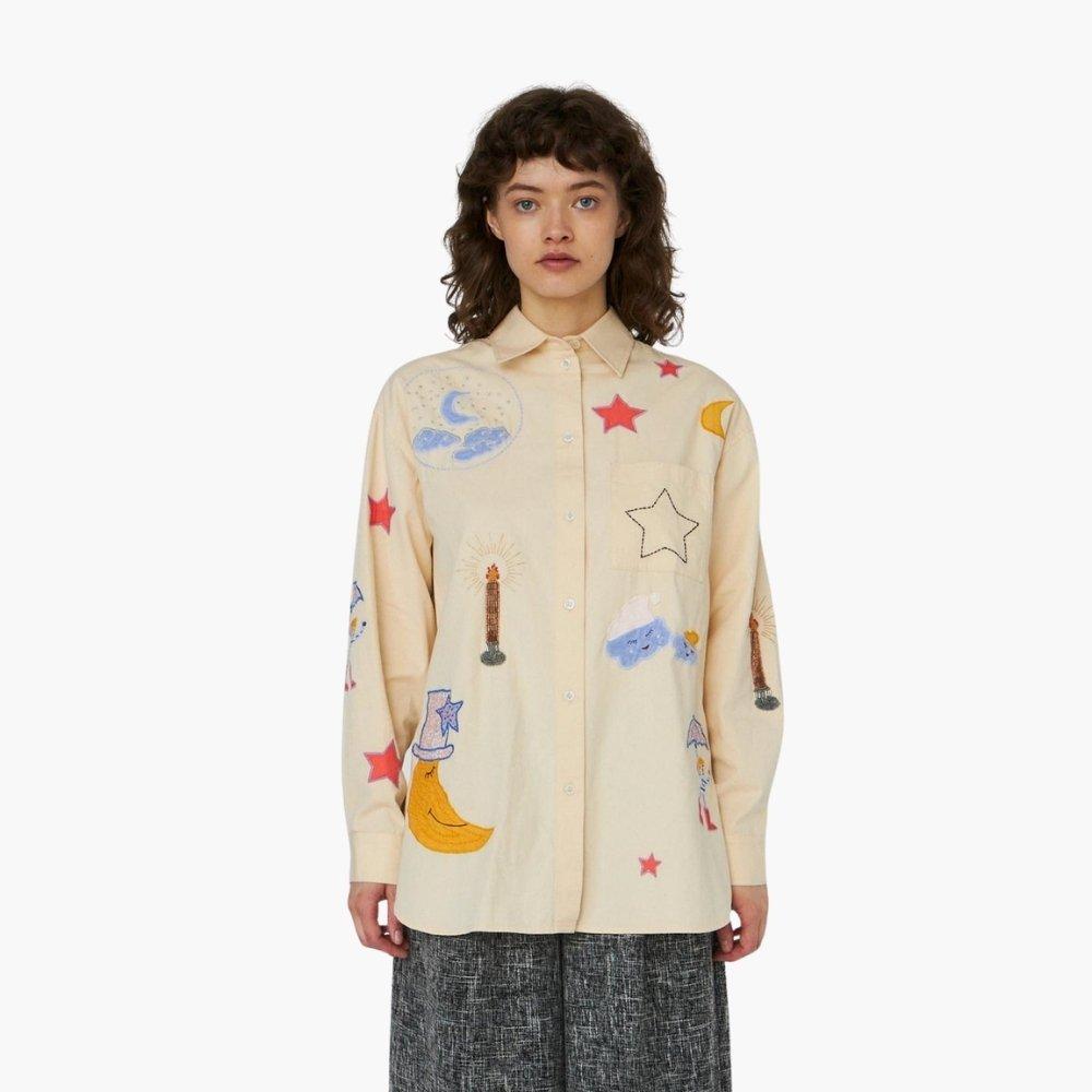 Stella Nova Stella Nova Bead Embellished Shirt - Creme Brulee - 053 Crème - Size 32 (XXS)