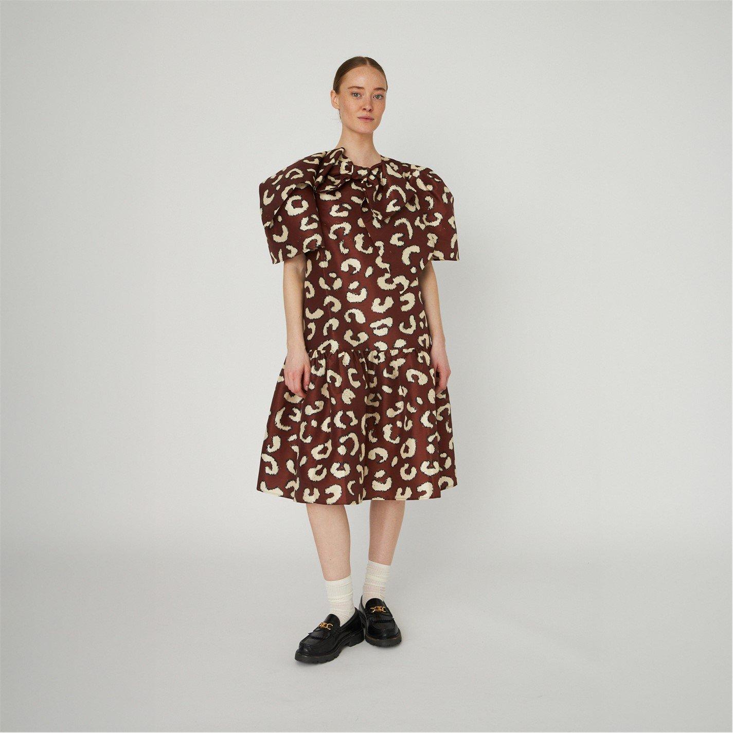 081 Leopard - Stella Nova - Stella Nova Crisp Midi Dress with Bow - Leopard - 2