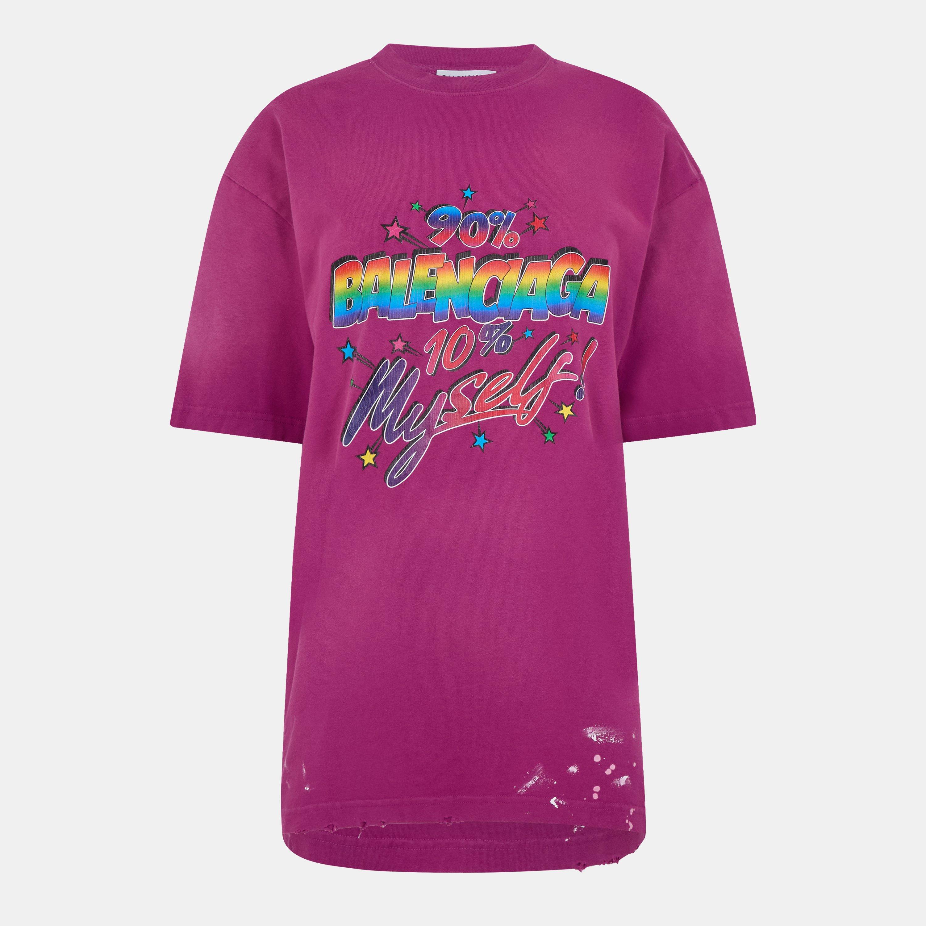 Balenciaga Women's T-Shirt - Dark Fuschia - Size 8 (XS)