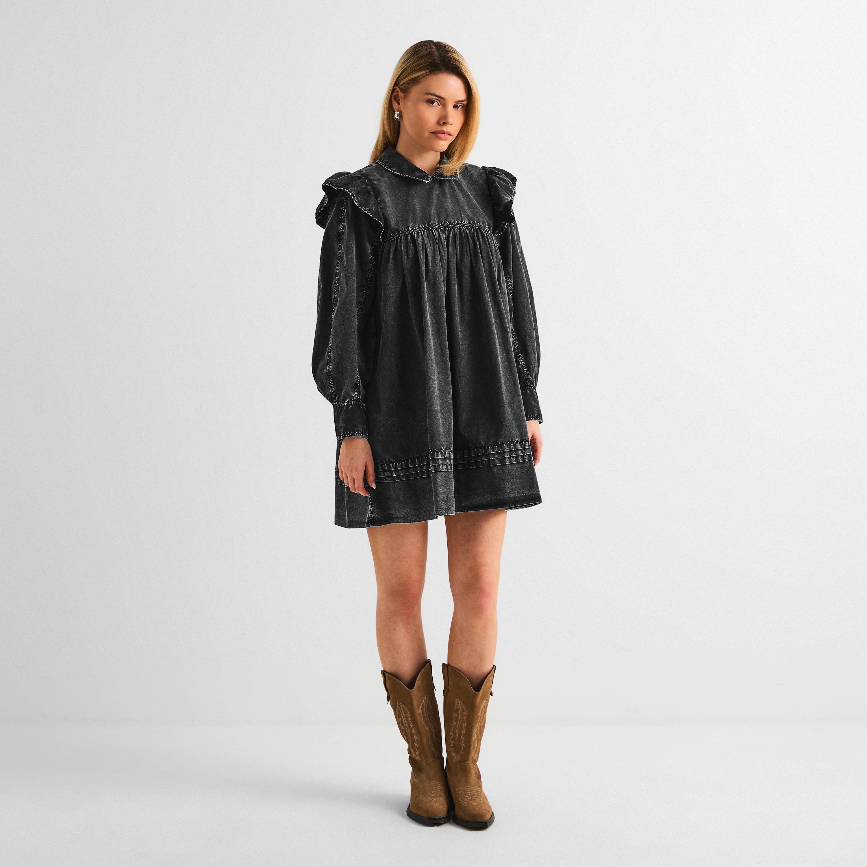 Black - Ganni - Women's Smock Dress - 6