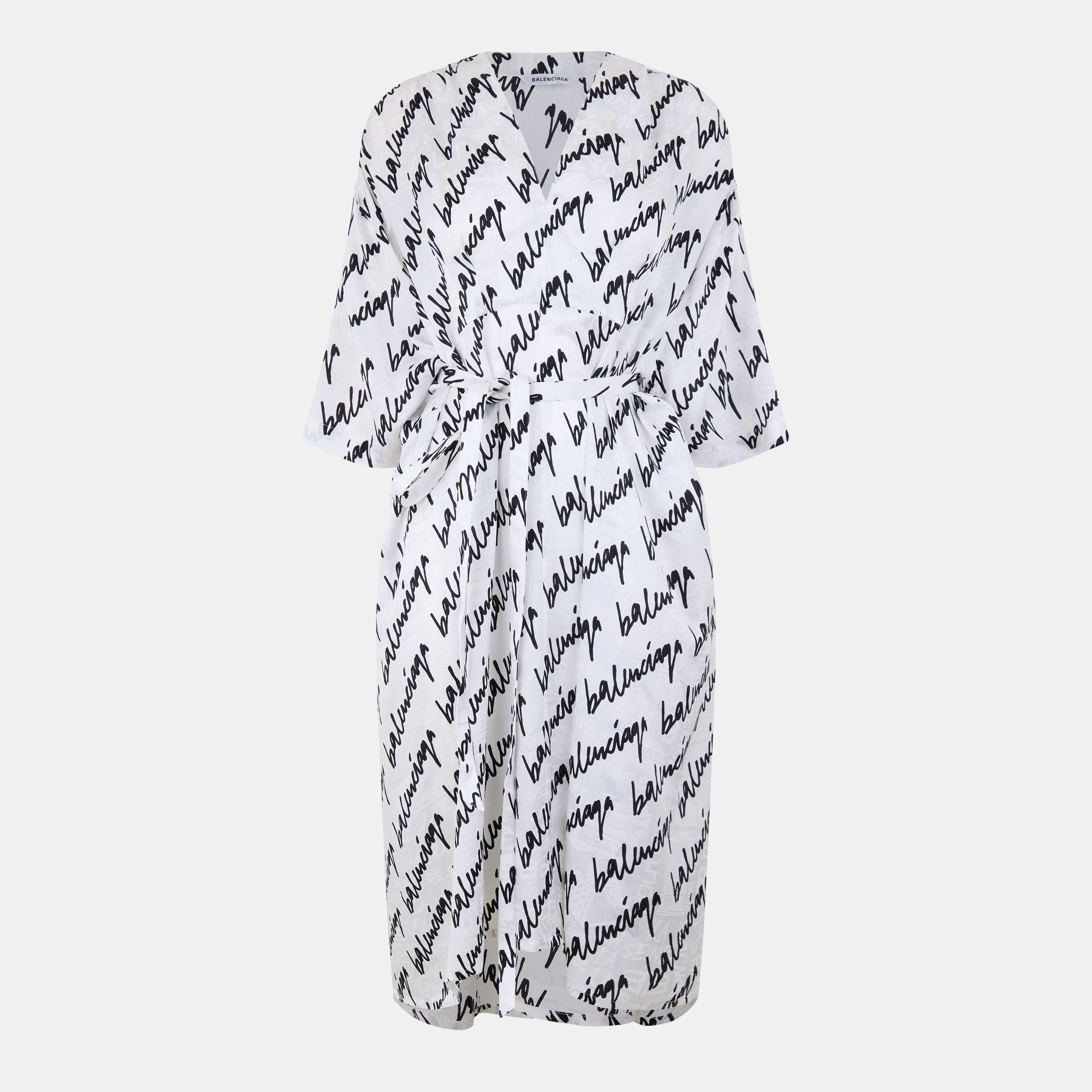 White/Black - Balenciaga - Women's Maxi Dress - 1