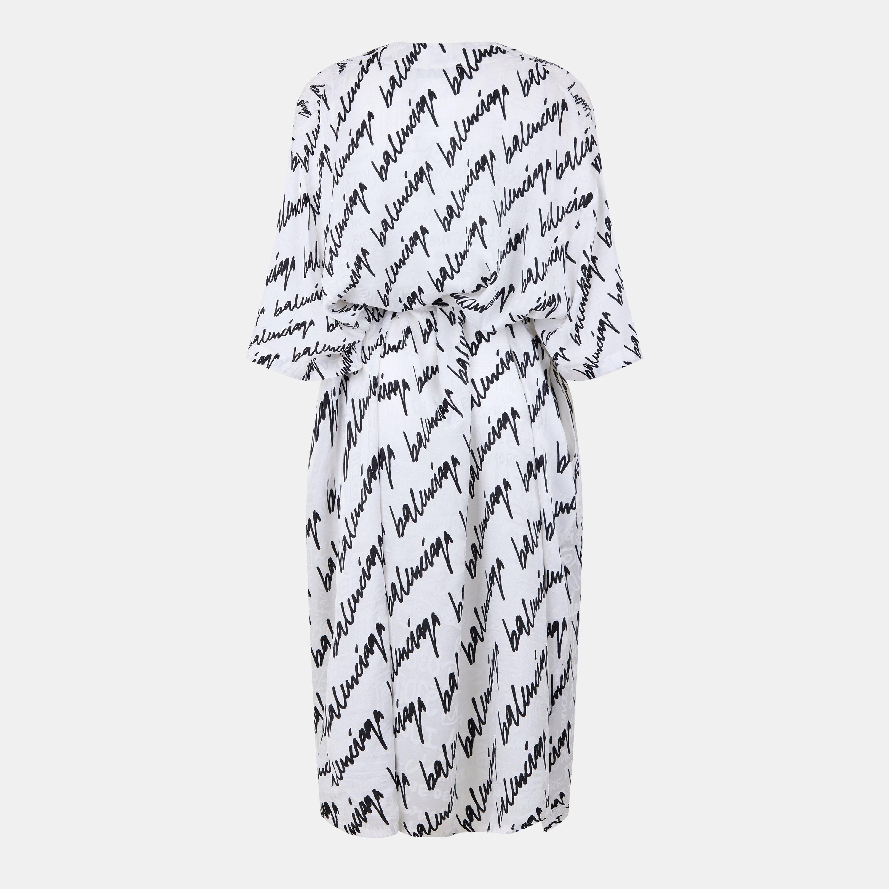 White/Black - Balenciaga - Women's Maxi Dress - 2