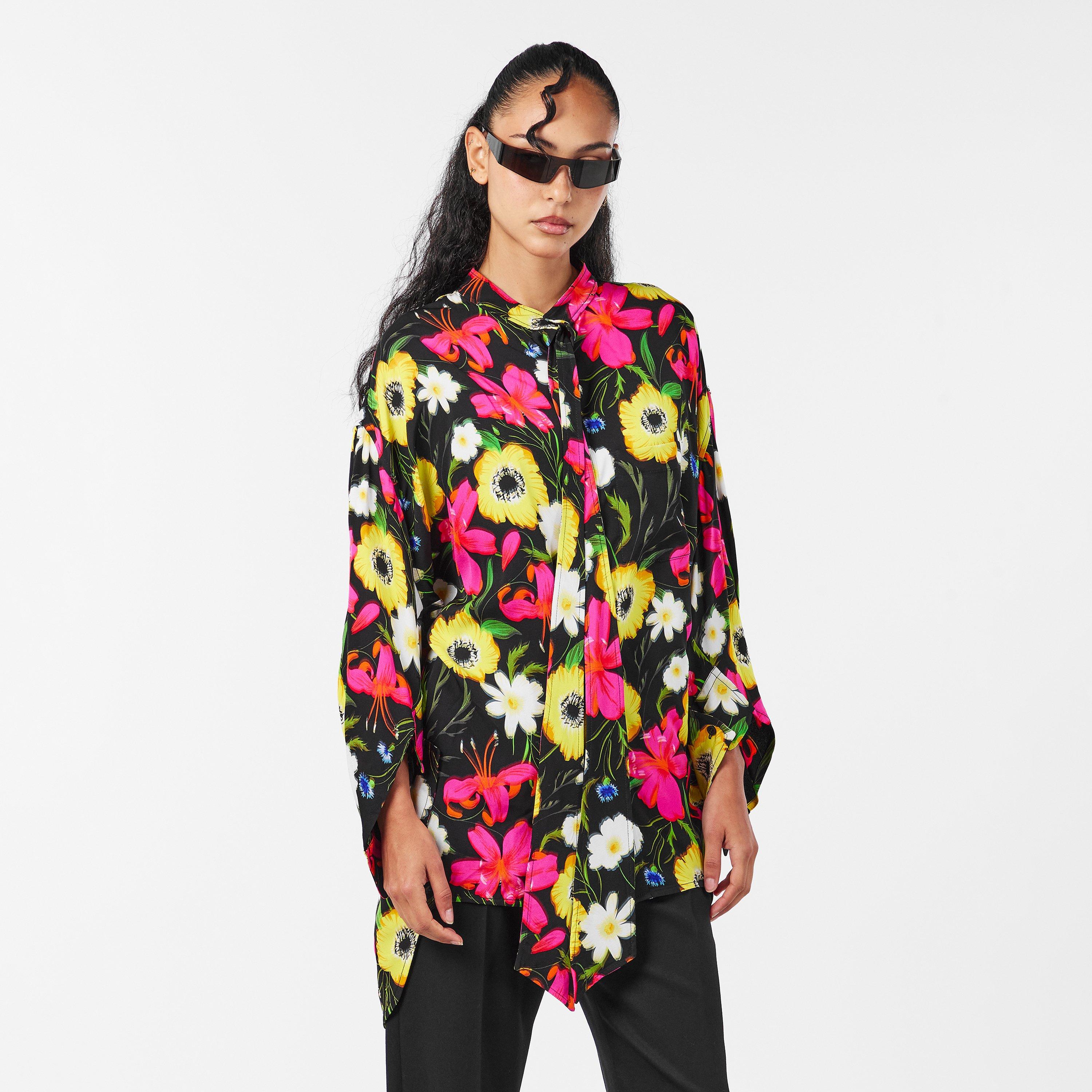 Black/Red - Balenciaga - Women's Oxford Shirt - Short-Sleeve - 3