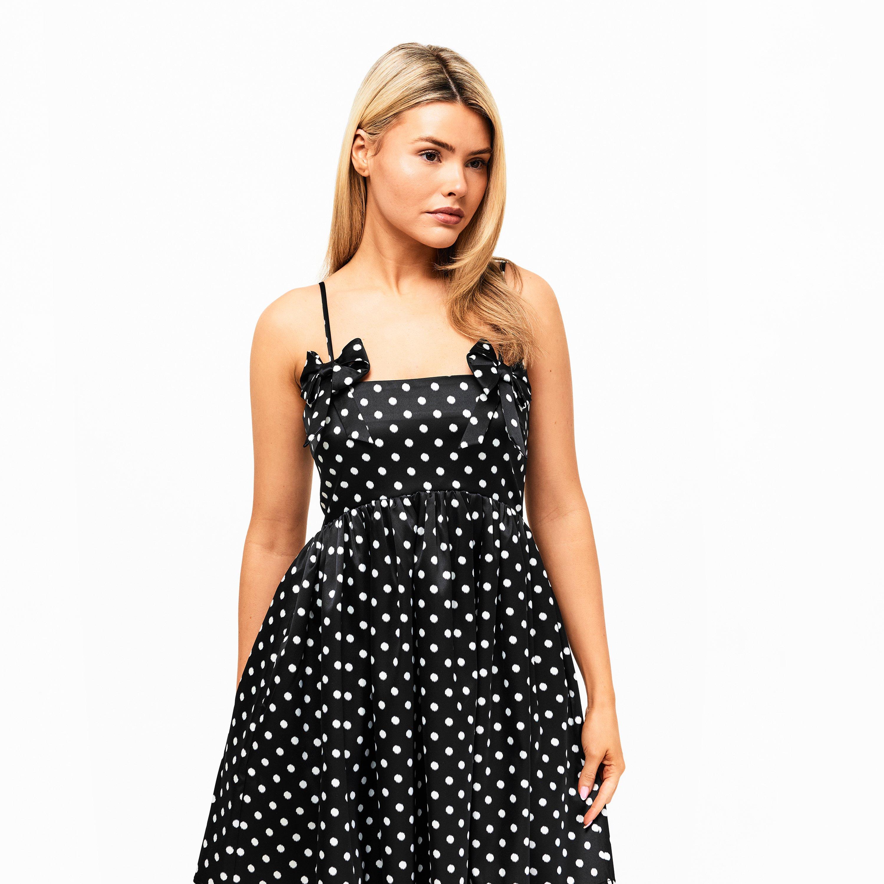 Black - Ganni - Women's Polka Dot Smock Dress - 3