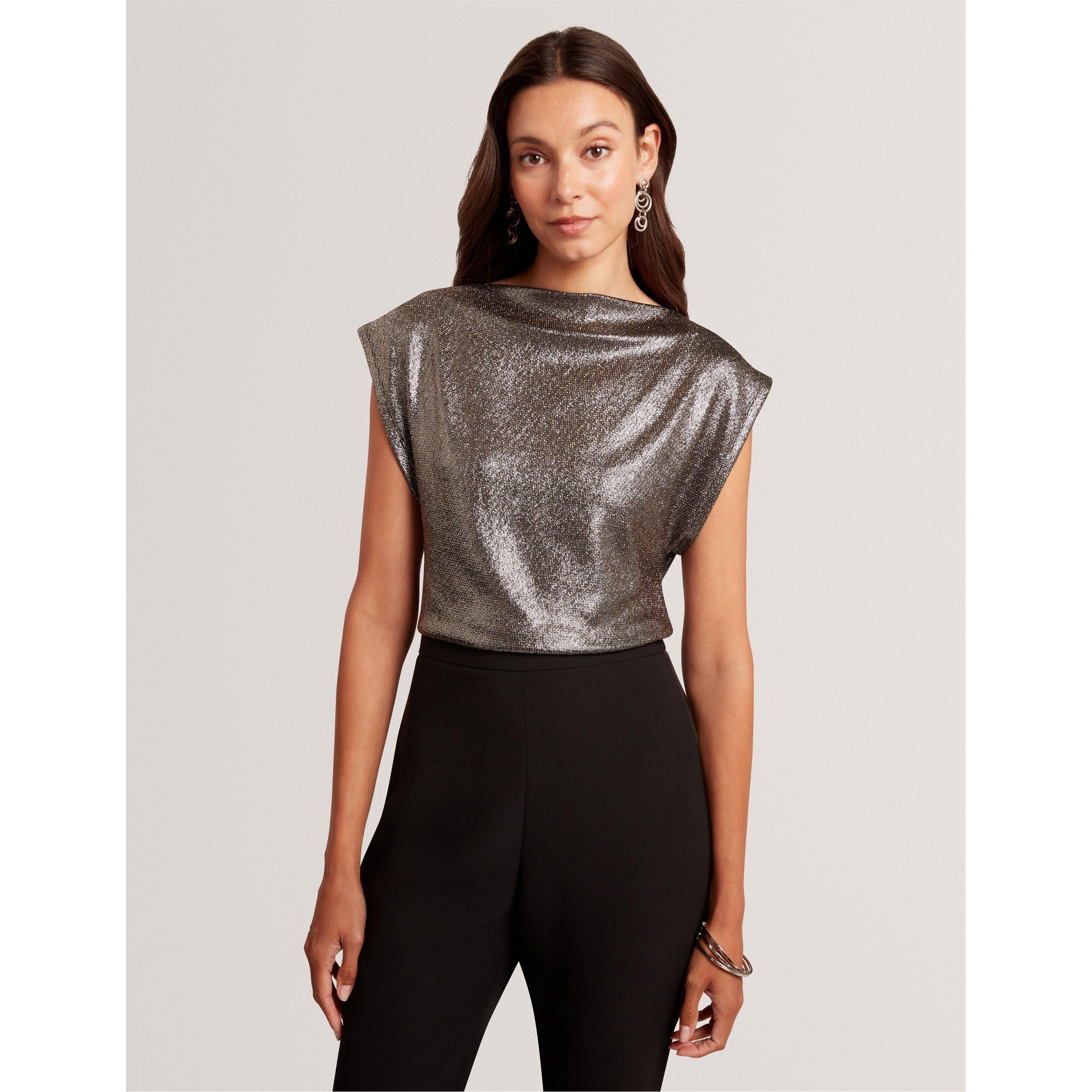 Carbon vegetal - Ted Baker - Women's Metallic Short Sleeve Slim Fit T-Shirt - 2