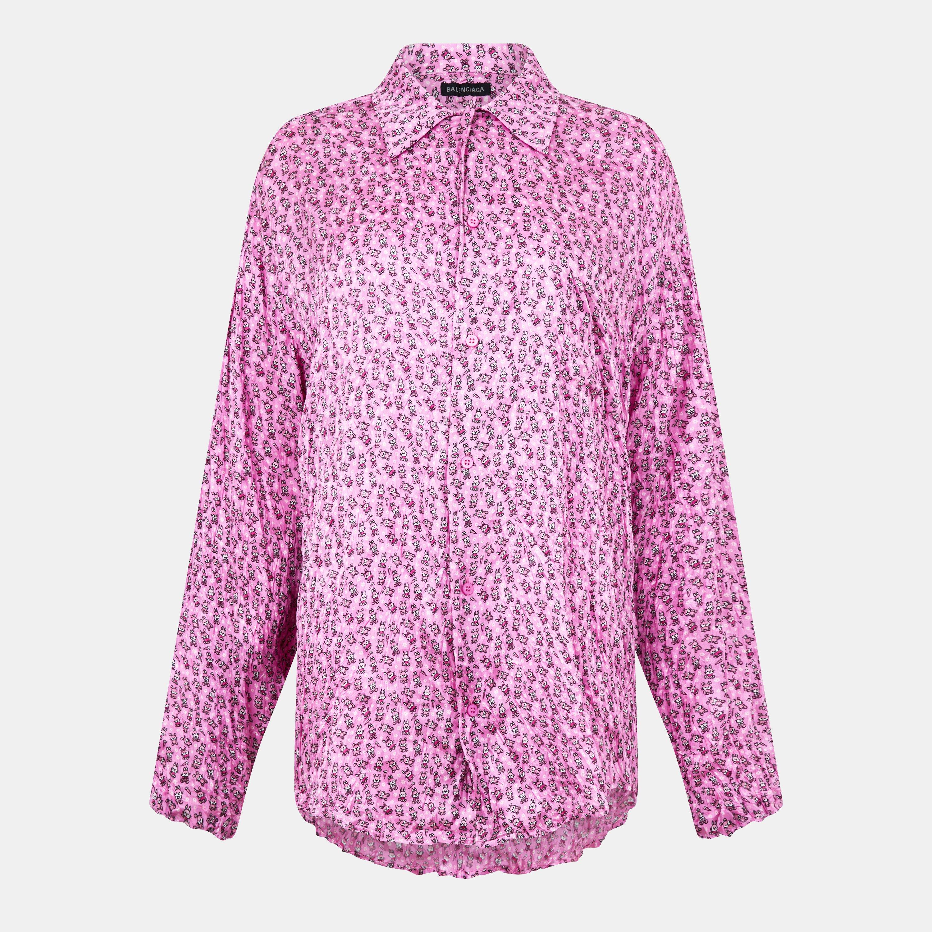 Pink - Balenciaga - Women's Oxford Shirt - Short-Sleeve - 1