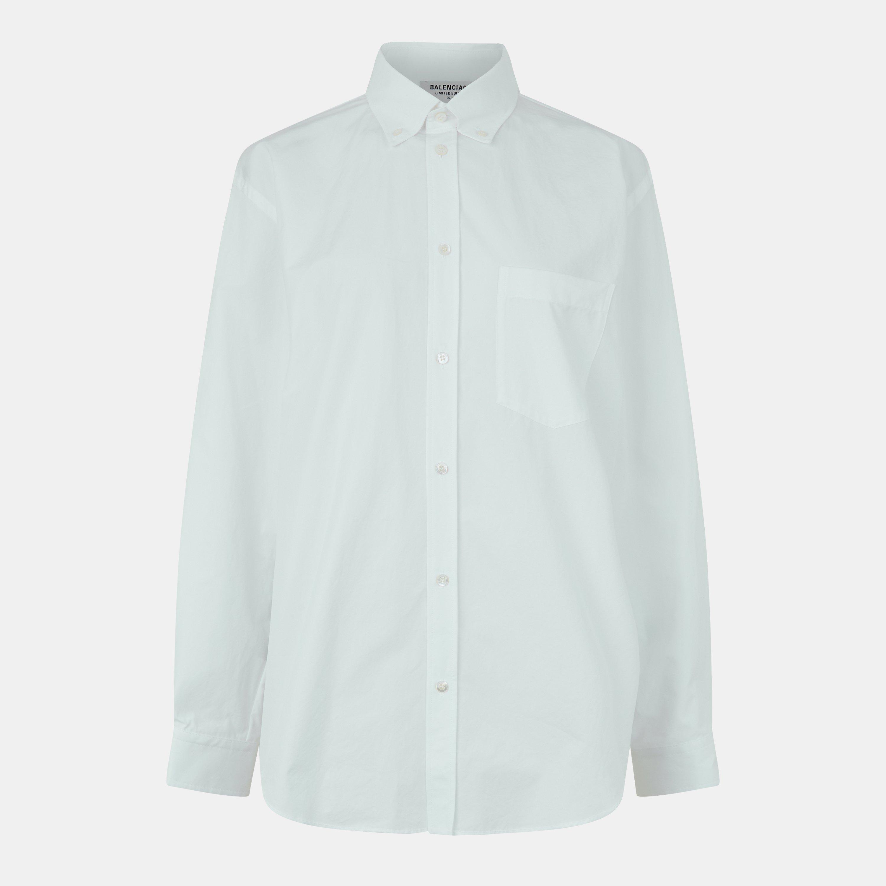White - Balenciaga - Women's Oxford Shirt - Short-Sleeve - 1
