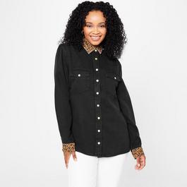 Biba BIBA Leopard Collar Denim Shirt