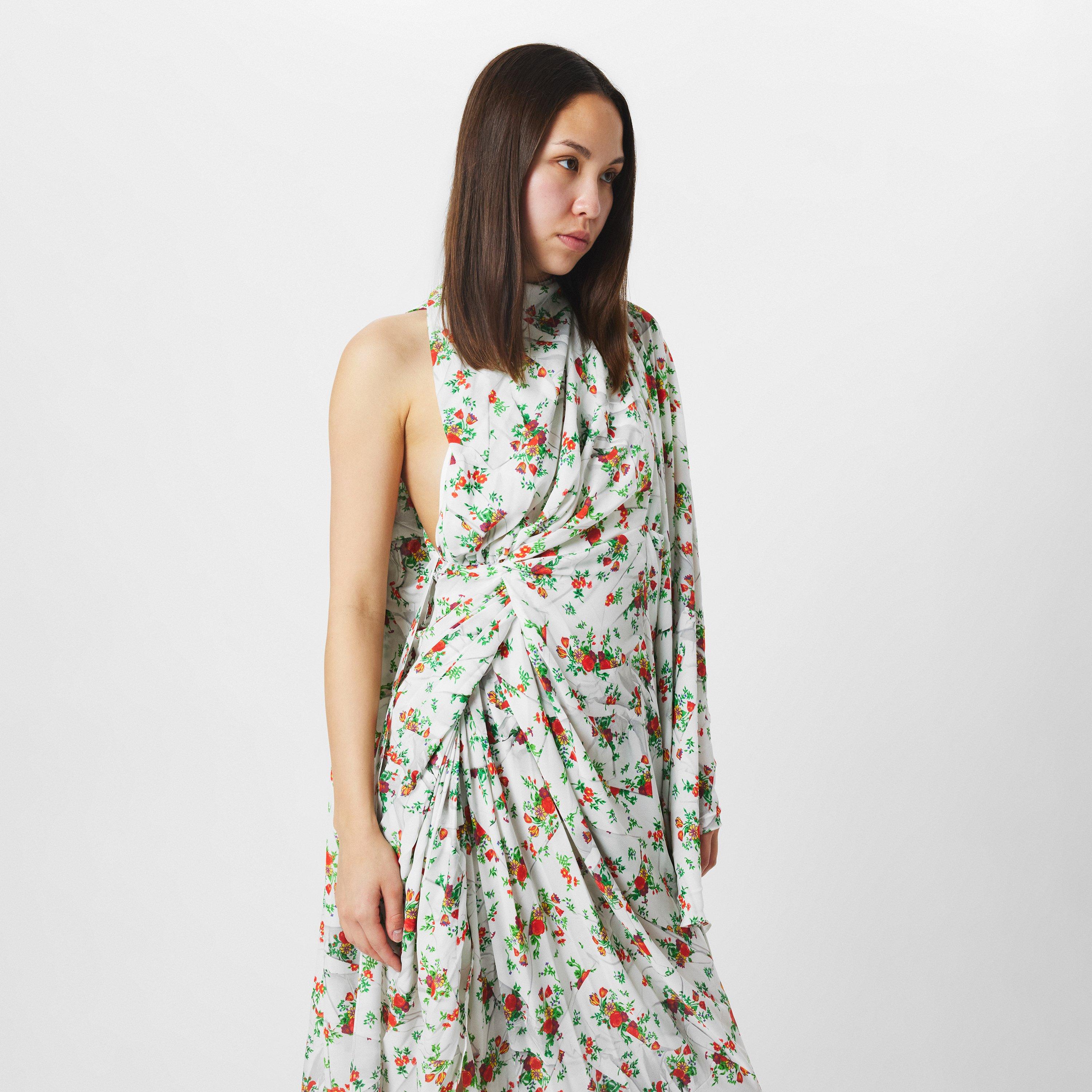 White/Red - Balenciaga - Women's Maxi Dress - 3