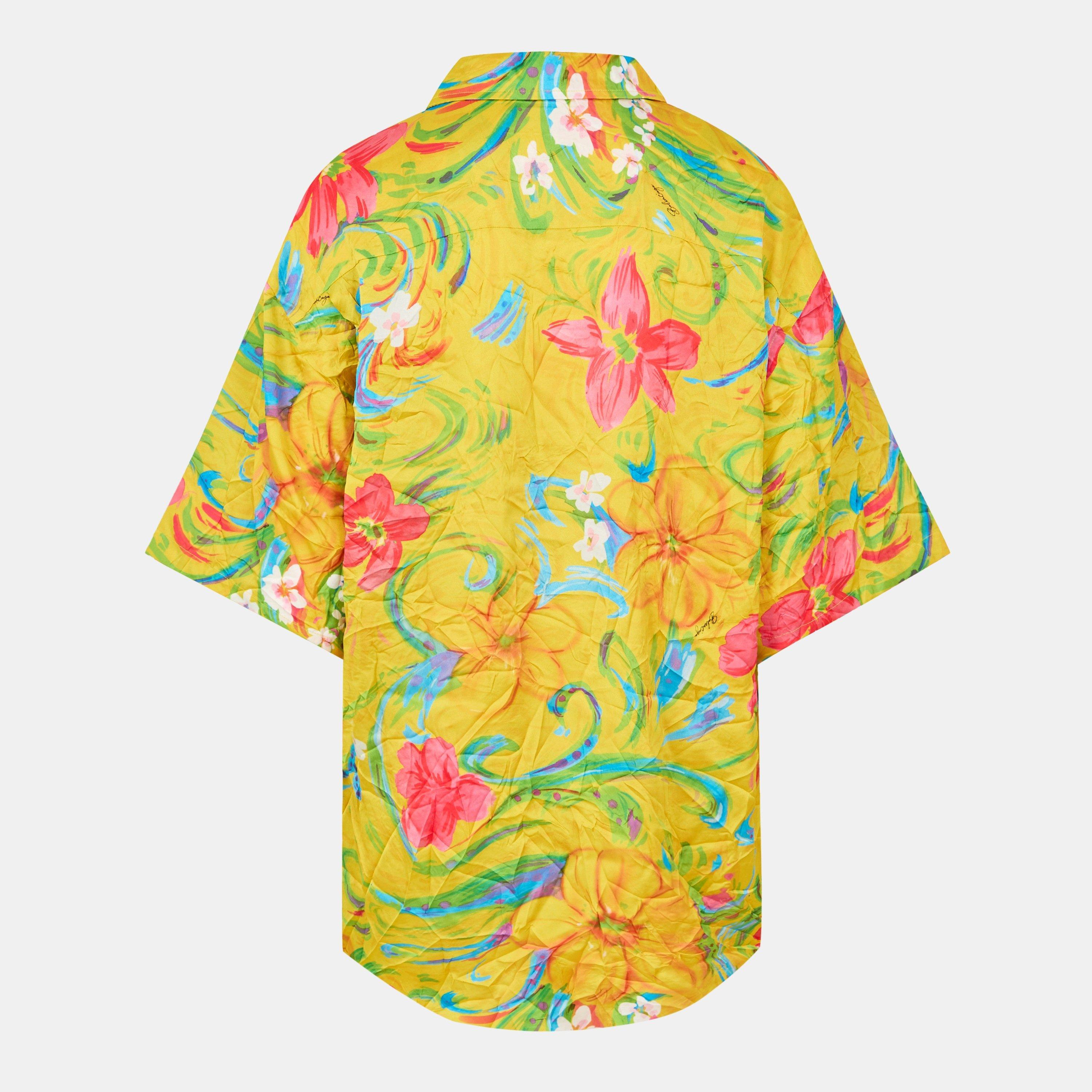 Yellow - Balenciaga - Women's Patterned Short Sleeve Shirt - 2