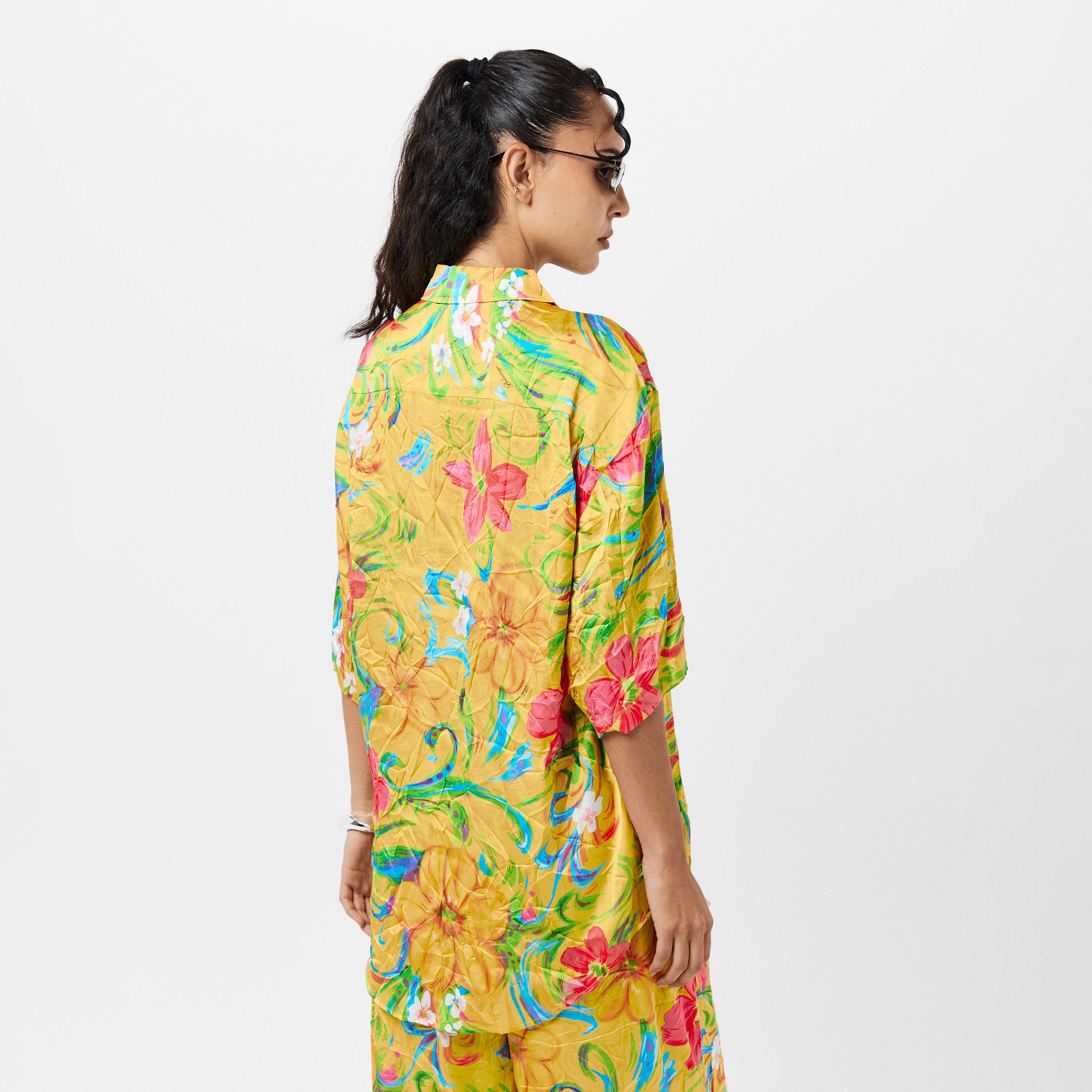 Yellow - Balenciaga - Women's Patterned Short Sleeve Shirt - 4