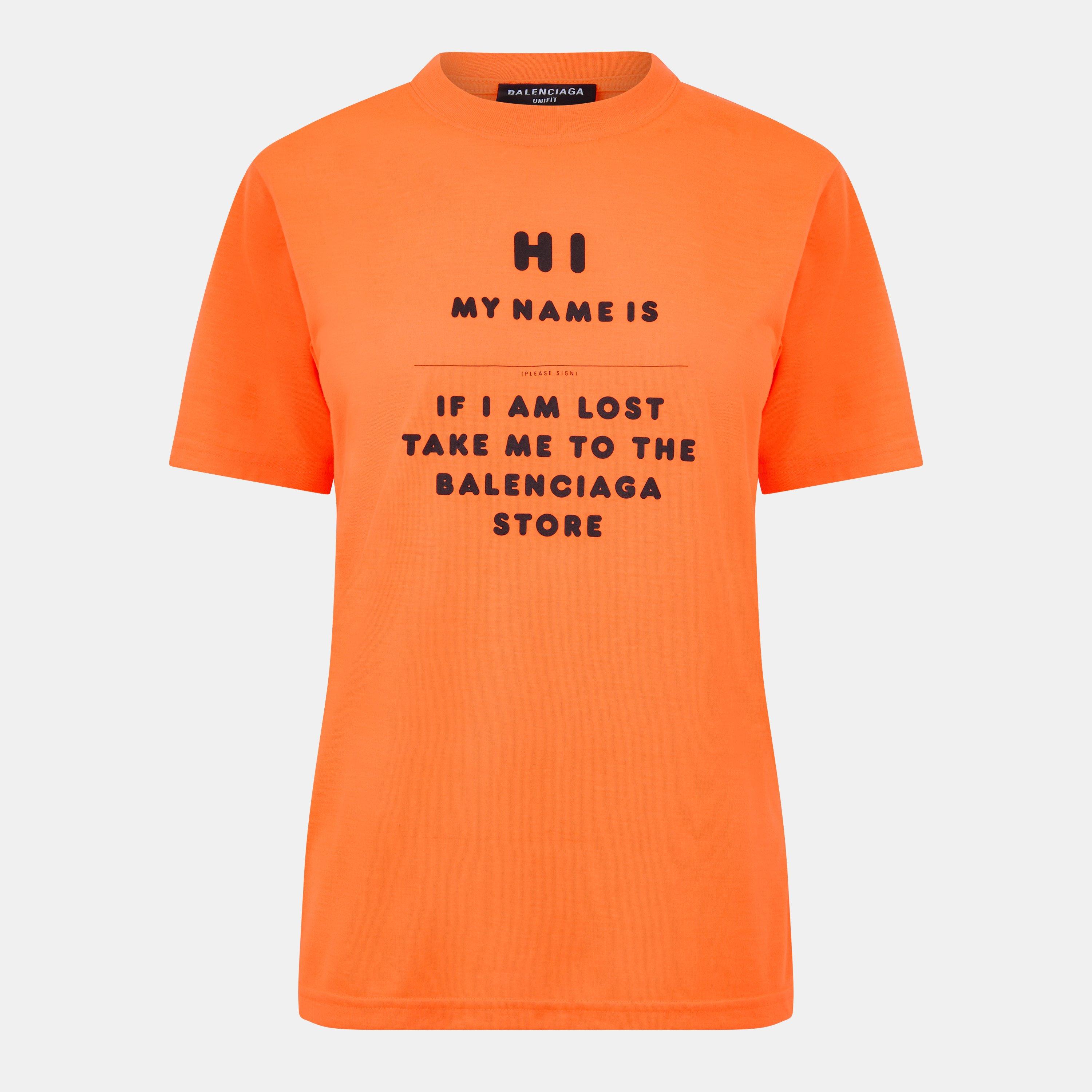Fluo Orange/Blk - Balenciaga - Women's Slim Fit T-Shirts - 1