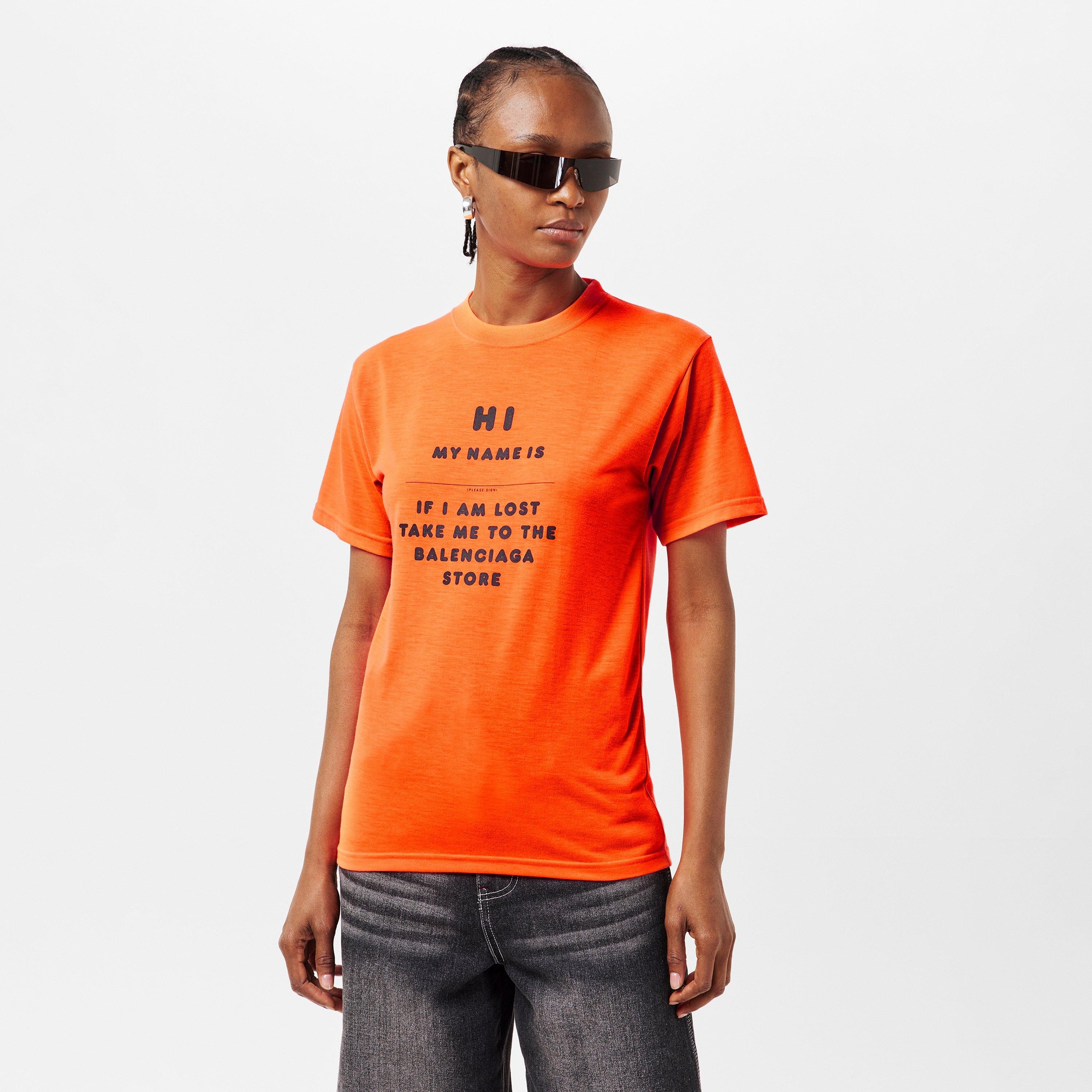 Fluo Orange/Blk - Balenciaga - Women's Slim Fit T-Shirts - 3