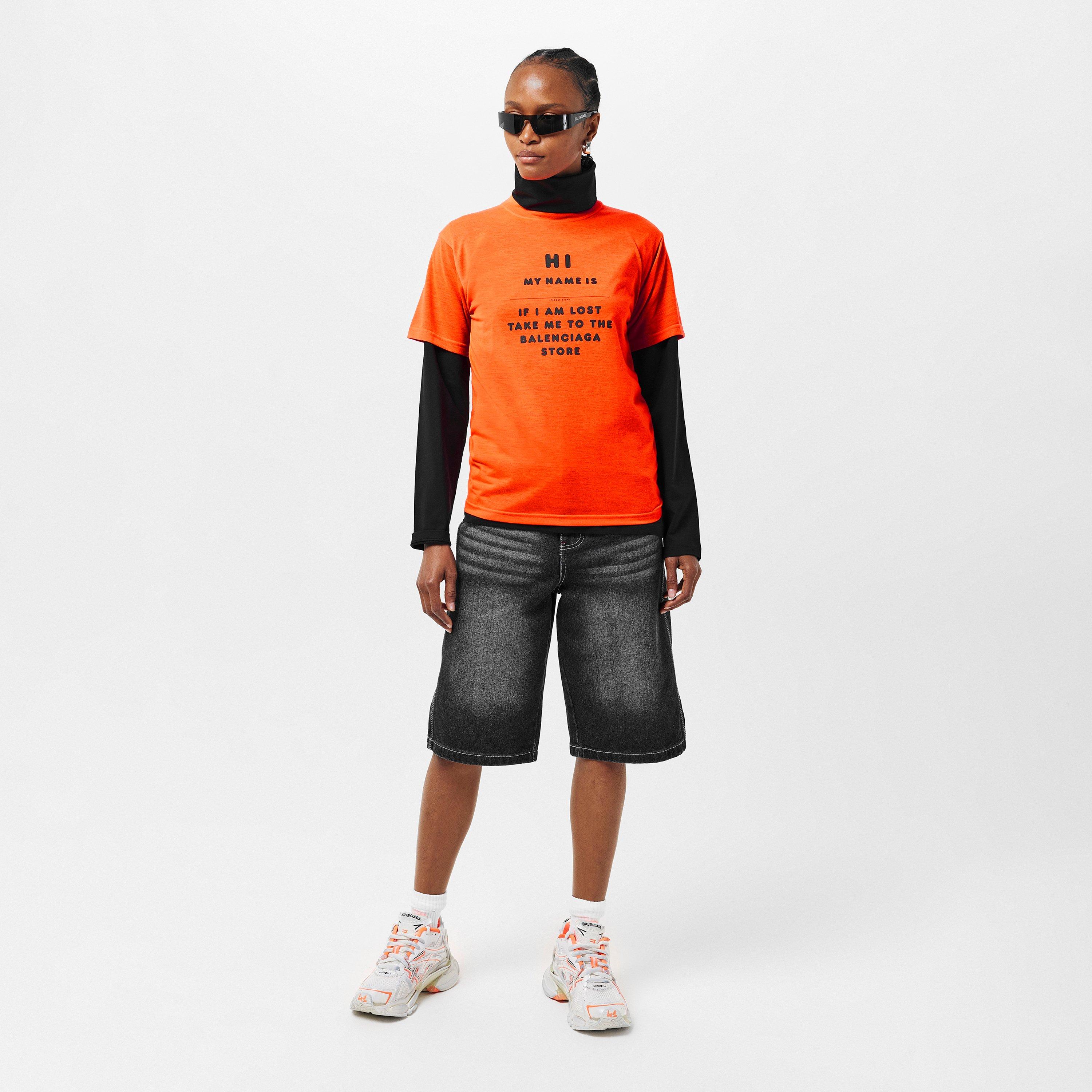Fluo Orange/Blk - Balenciaga - Women's Slim Fit T-Shirts - 6