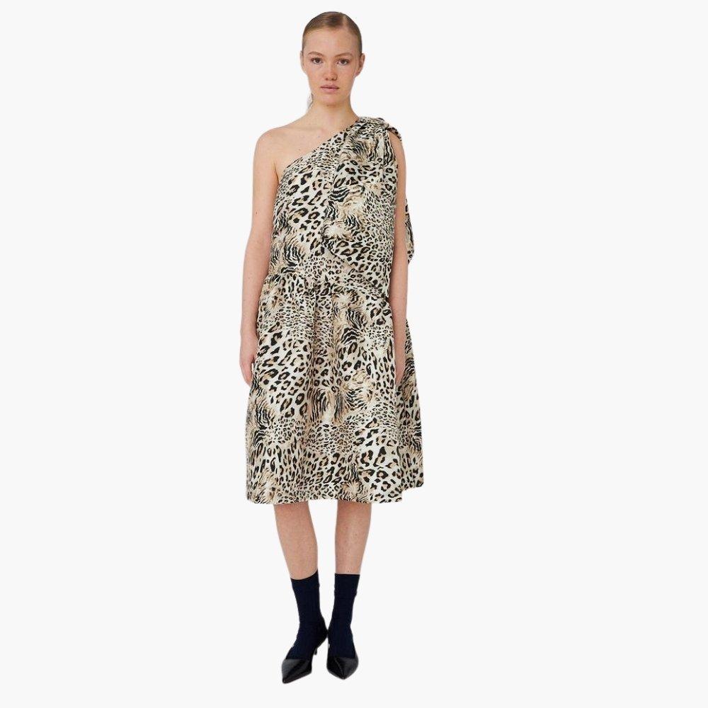 Stella Nova Stella Nova Crispy One Shoulder Bow Dress - Leopard - 081 Leopard - Size 32 (XXS)