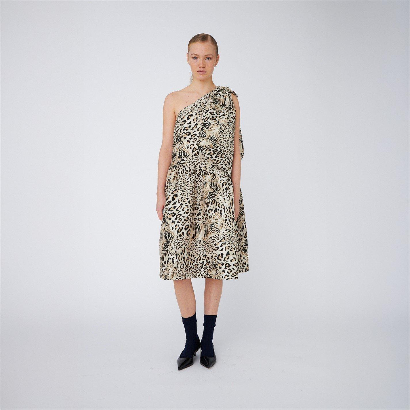 081 Leopard - Stella Nova - Stella Nova Crispy One Shoulder Bow Dress - Leopard - 3