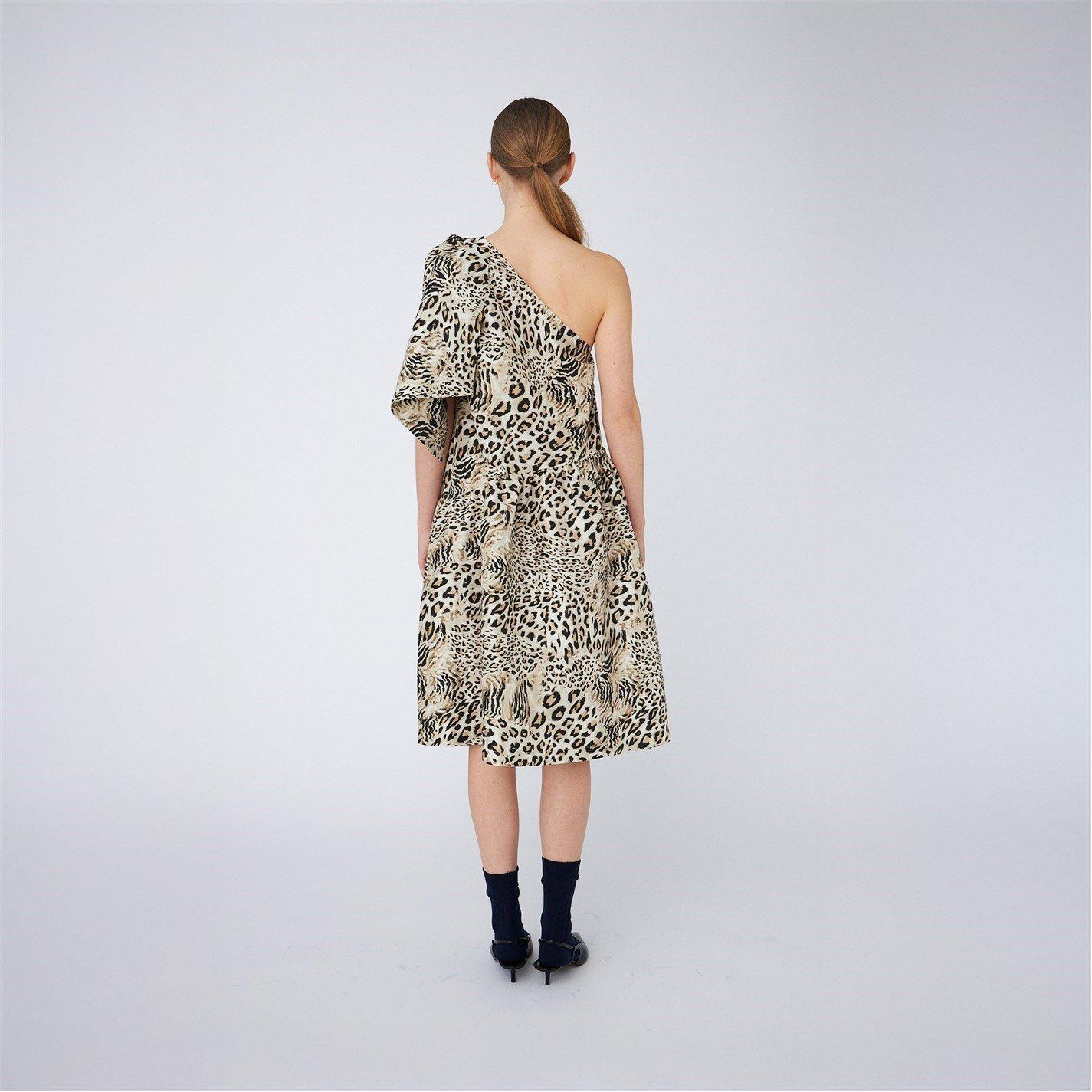 081 Leopard - Stella Nova - Stella Nova Crispy One Shoulder Bow Dress - Leopard - 4