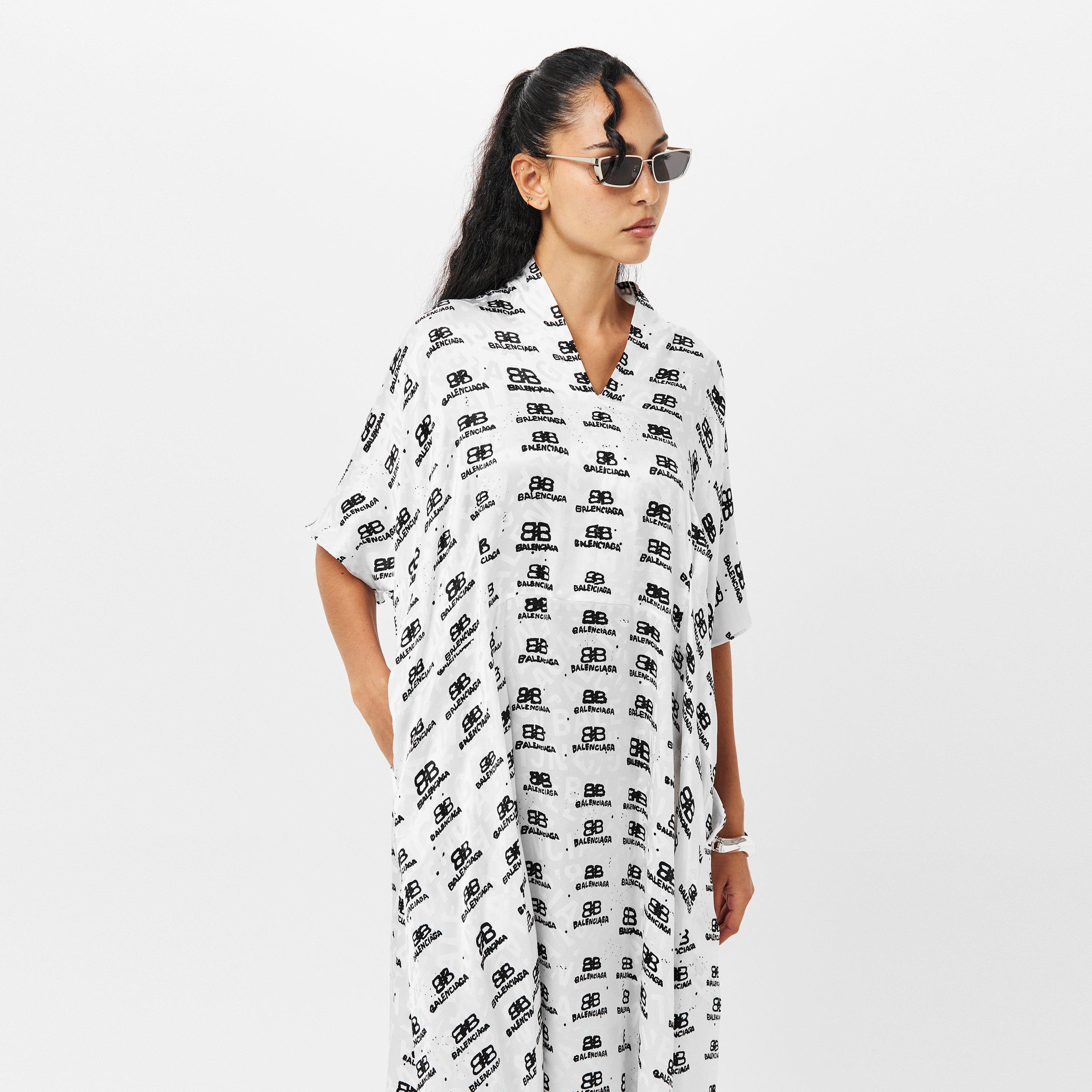 White/Black - Balenciaga - Women's Shirt Dress - 3