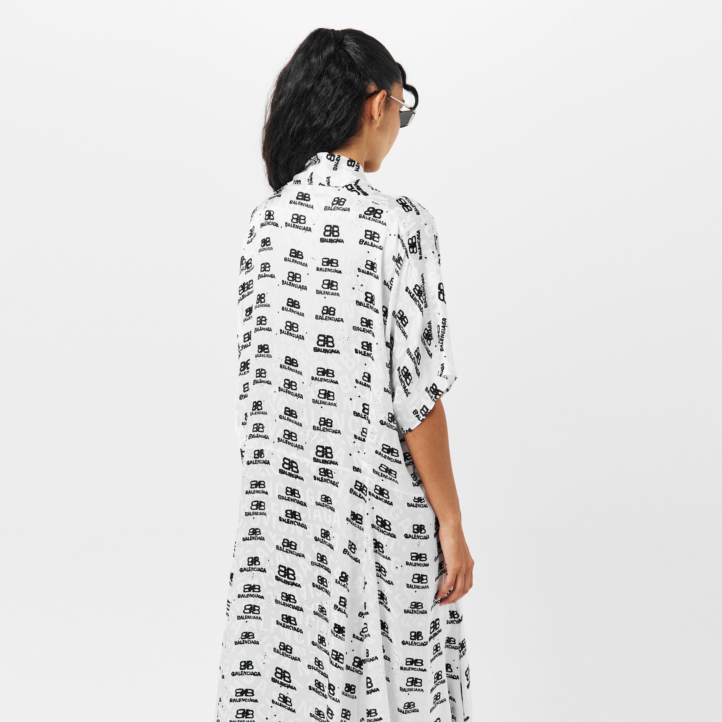White/Black - Balenciaga - Women's Shirt Dress - 4