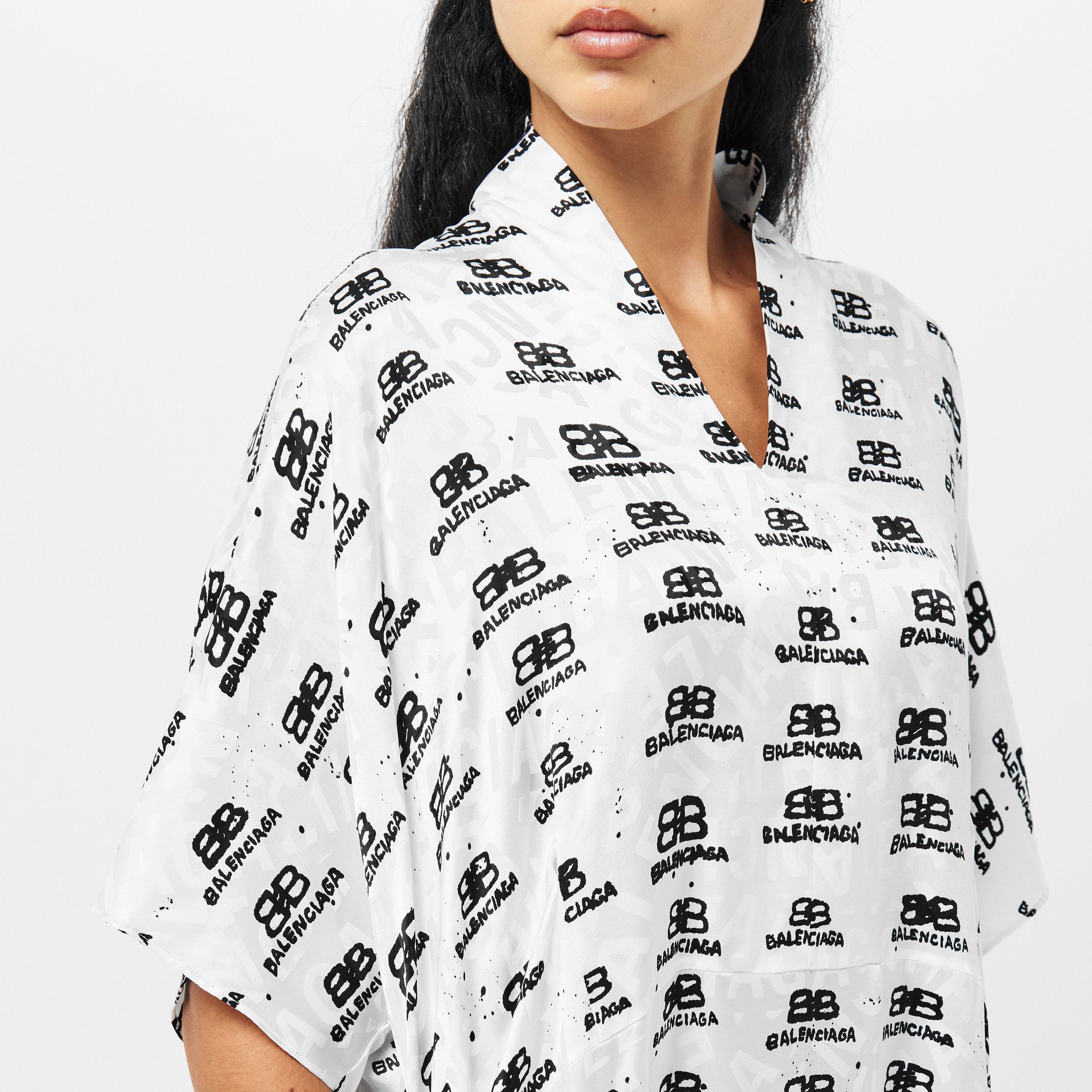 White/Black - Balenciaga - Women's Shirt Dress - 5