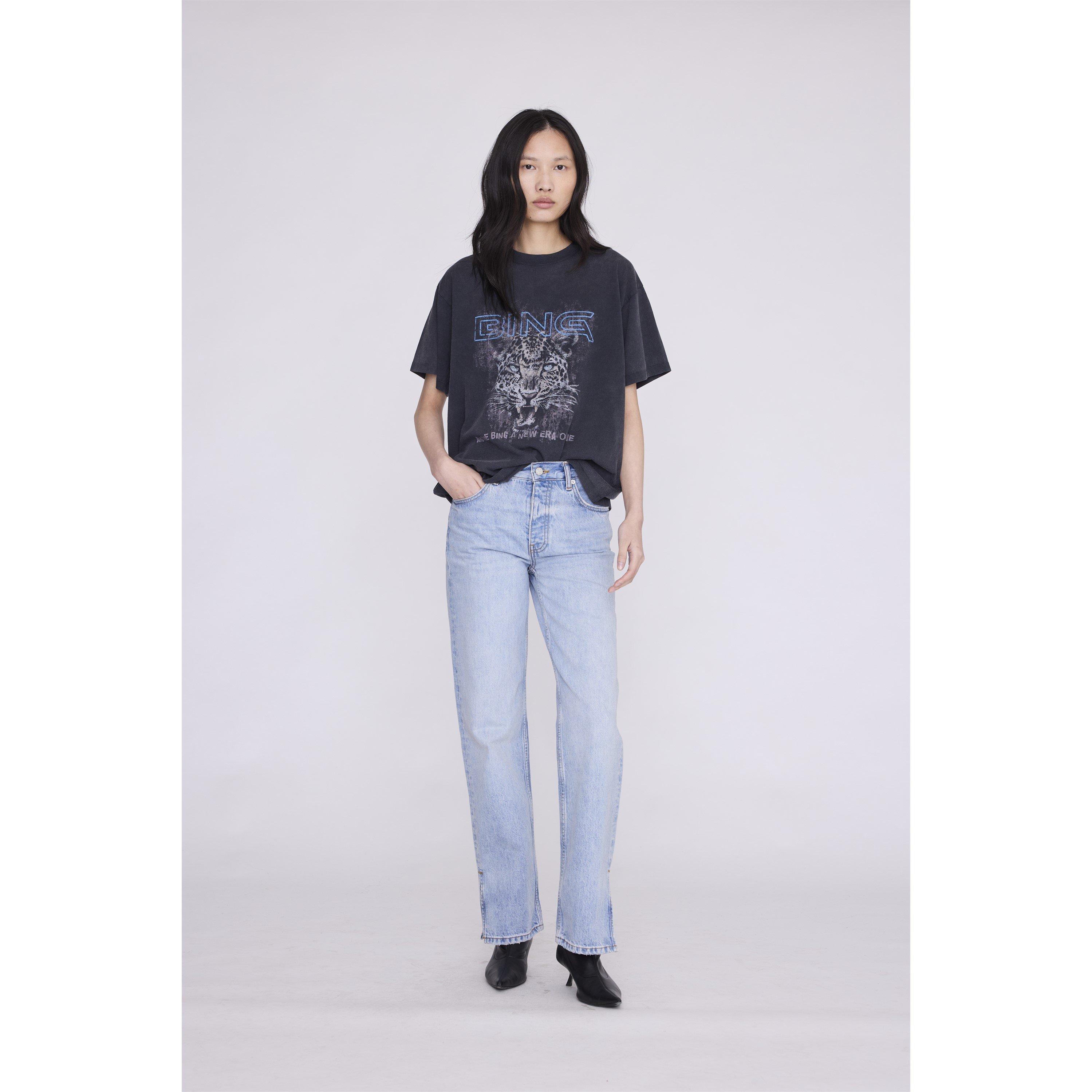 BLACK - Anine Bing - Women's Cade Short-Sleeve Cotton Crew-Neck Oversized-Fit T-Shirt - 1