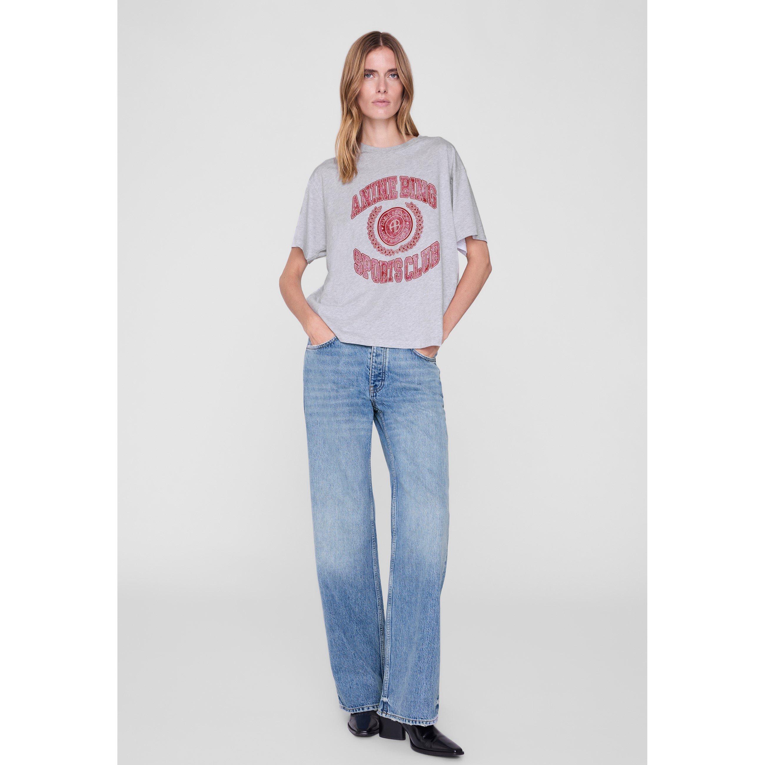 GREY - Anine Bing - Women's Cade Cotton Crew-Neck Short-Sleeve Oversized-Fit T-Shirt - 1