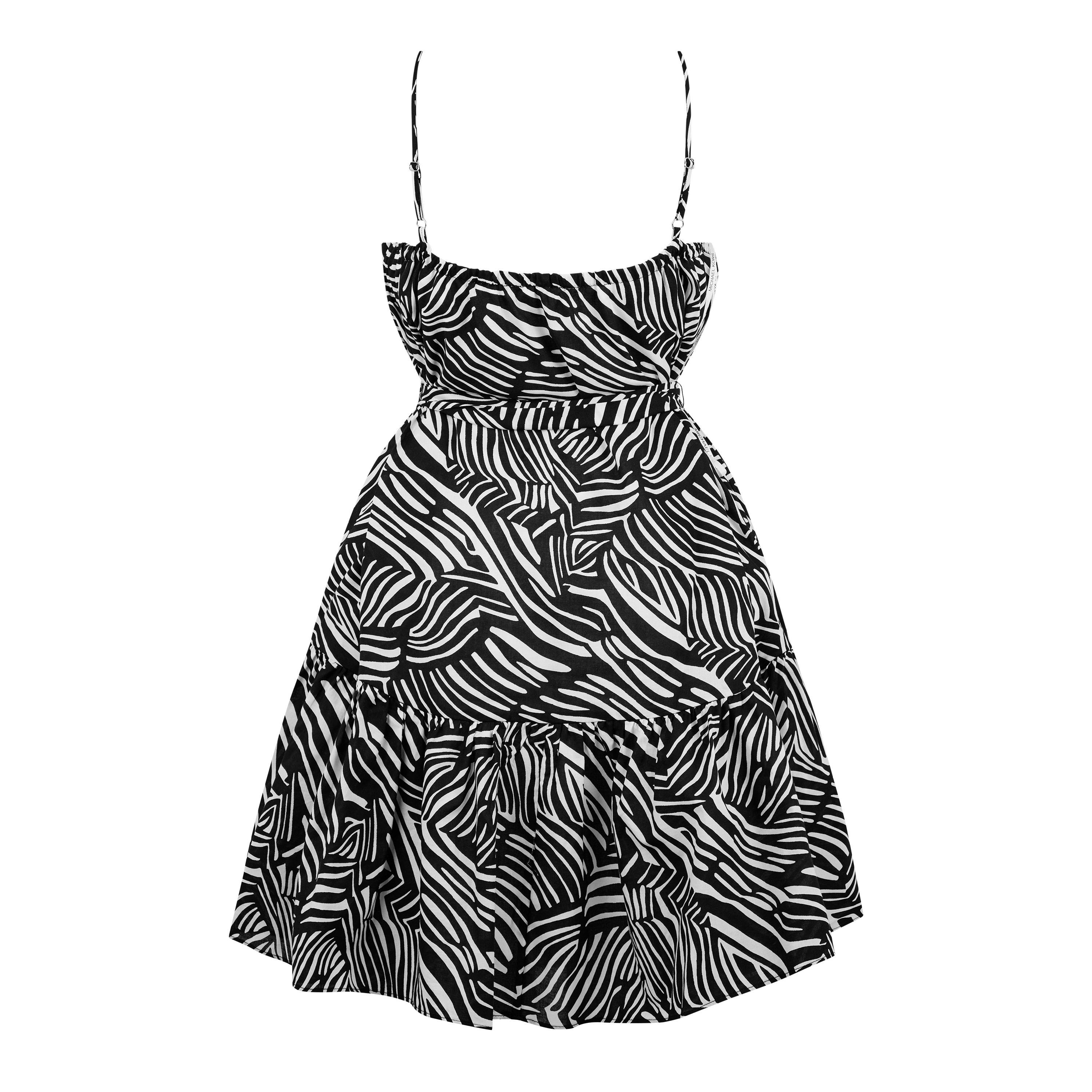 BLACK WHITE - MICHAEL Michael Kors - Women's Zebra Tenty Tea Dress - 6