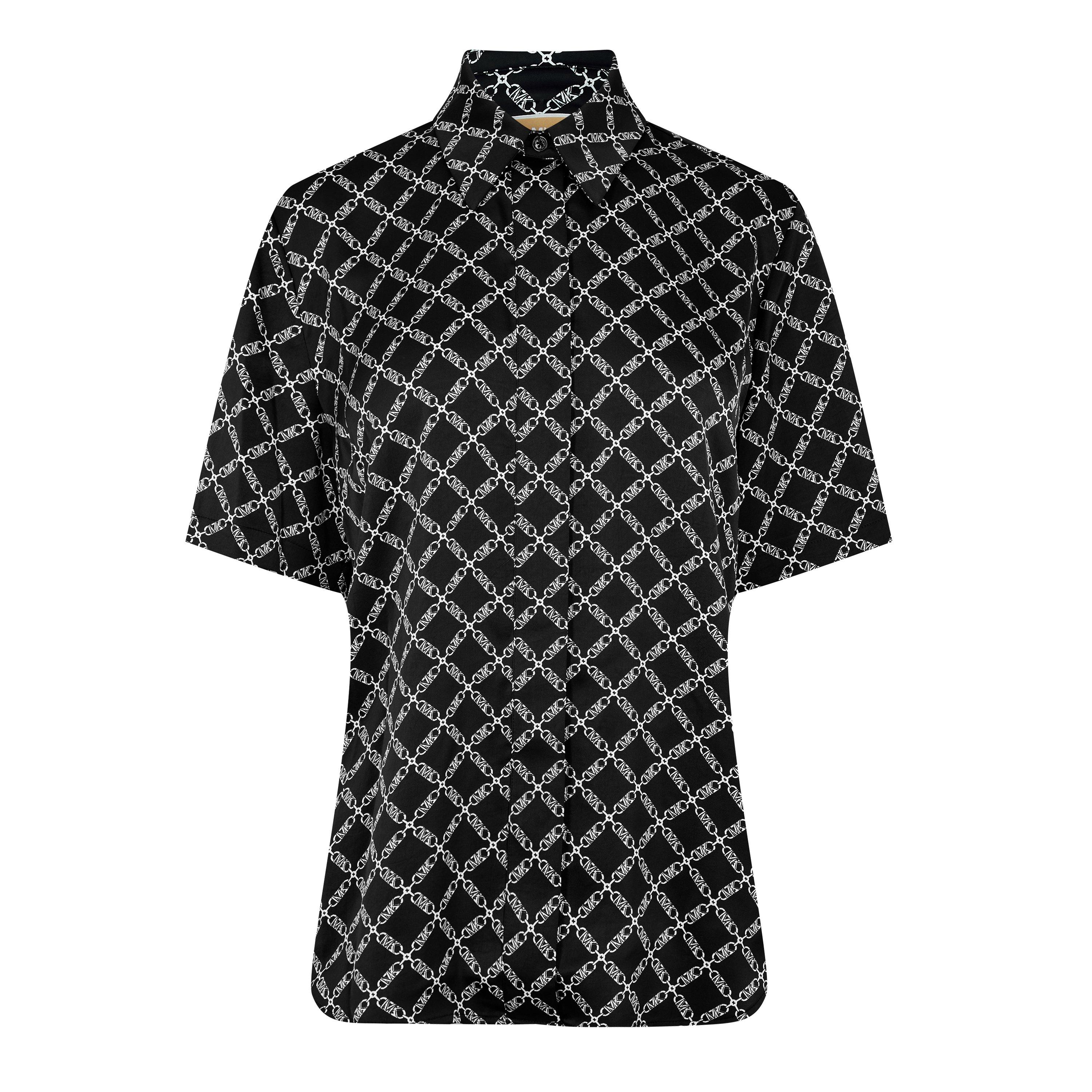 BLACK/WHITE - MICHAEL Michael Kors - Women's Empire Short-Sleeve Patterned Shirt - 5