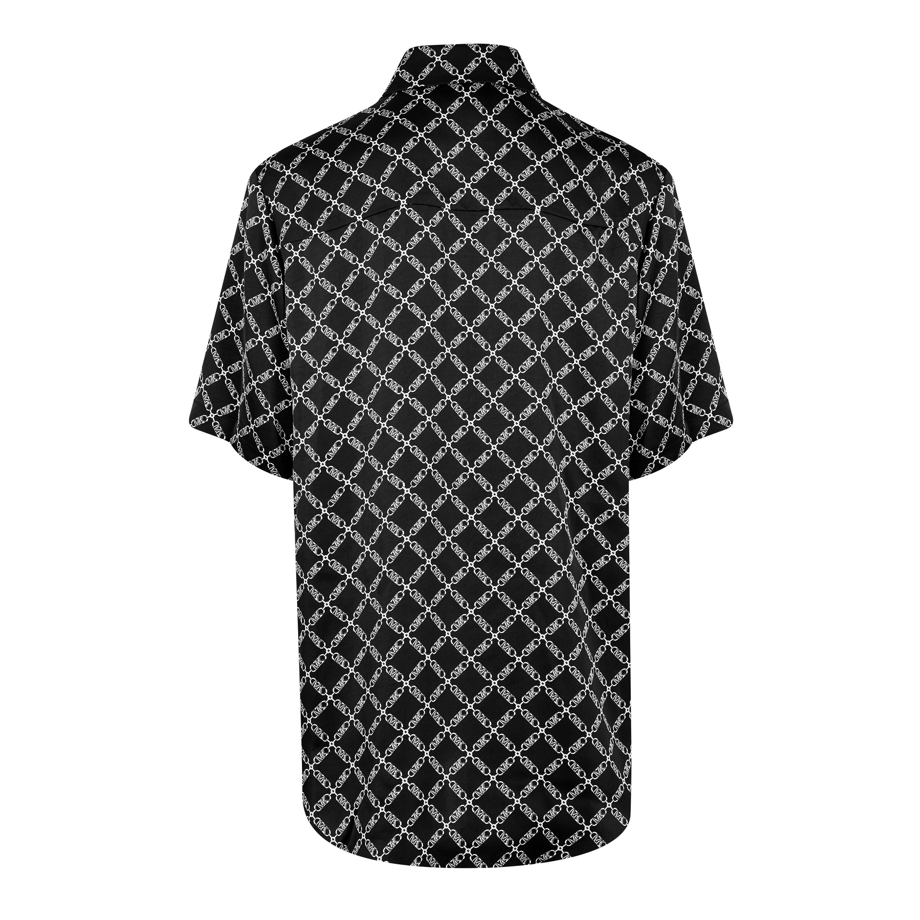 BLACK/WHITE - MICHAEL Michael Kors - Women's Empire Short-Sleeve Patterned Shirt - 6