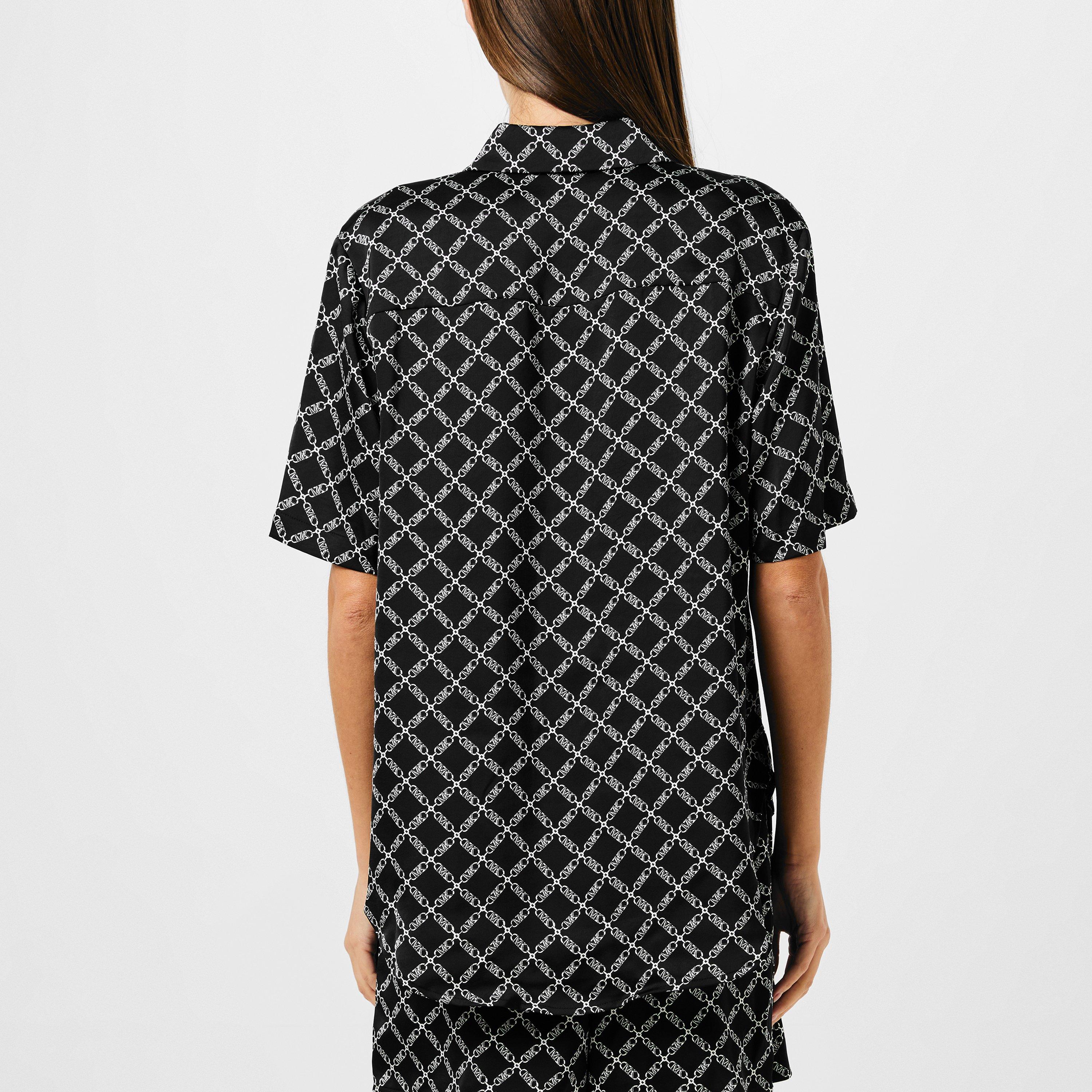 BLACK/WHITE - MICHAEL Michael Kors - Women's Empire Short-Sleeve Patterned Shirt - 3