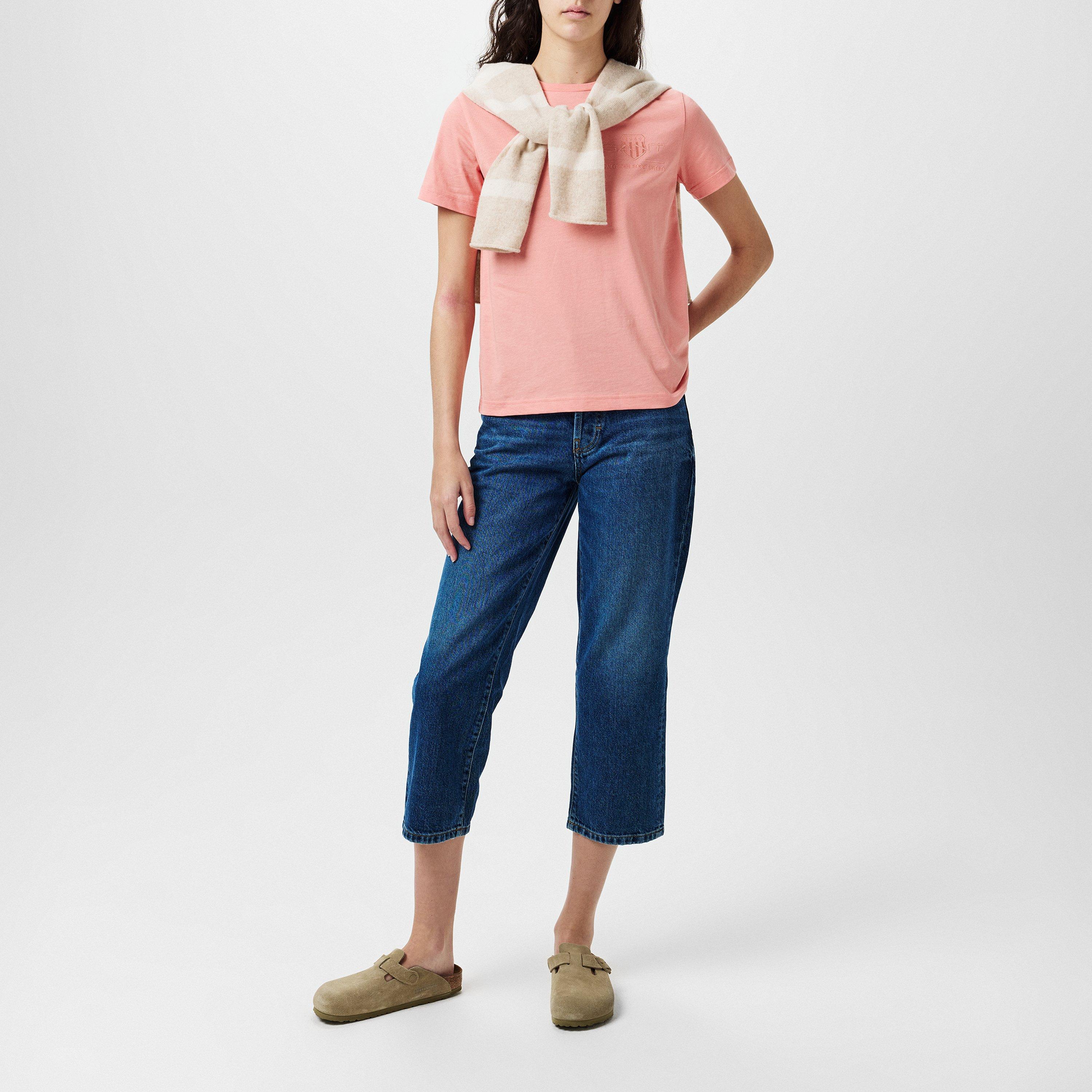 Ferskenrosa - Gant - Tonal Shield T-Shirt - 4