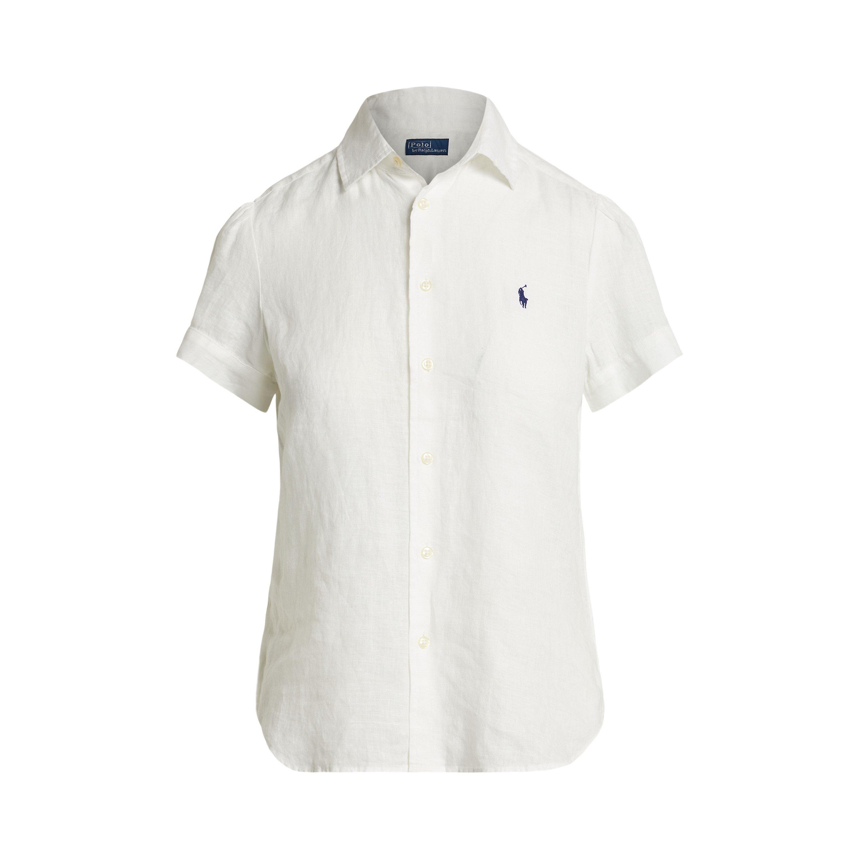 Polo Ralph Lauren Women's Short Sleeve Plain Shirt - OXFORD WHITE - Size 8 (XS)