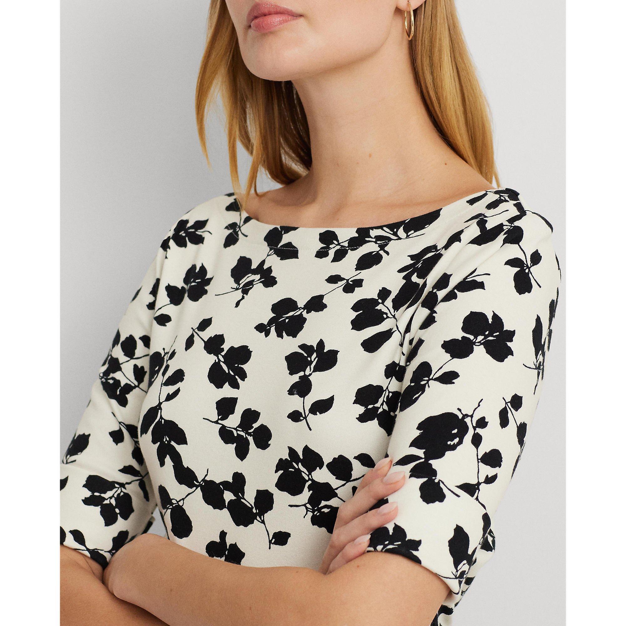 Cream/Black - Lauren by Ralph Lauren - Judy T-Shirt - 4