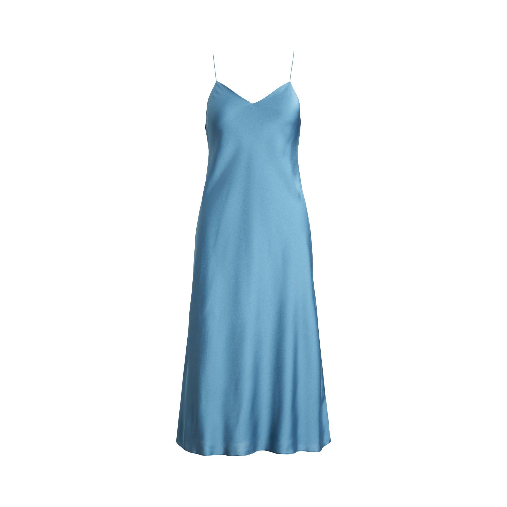 Lauren By Ralph Lauren Women's Pale Azure Nokithe Midi Dress - 14 (L)