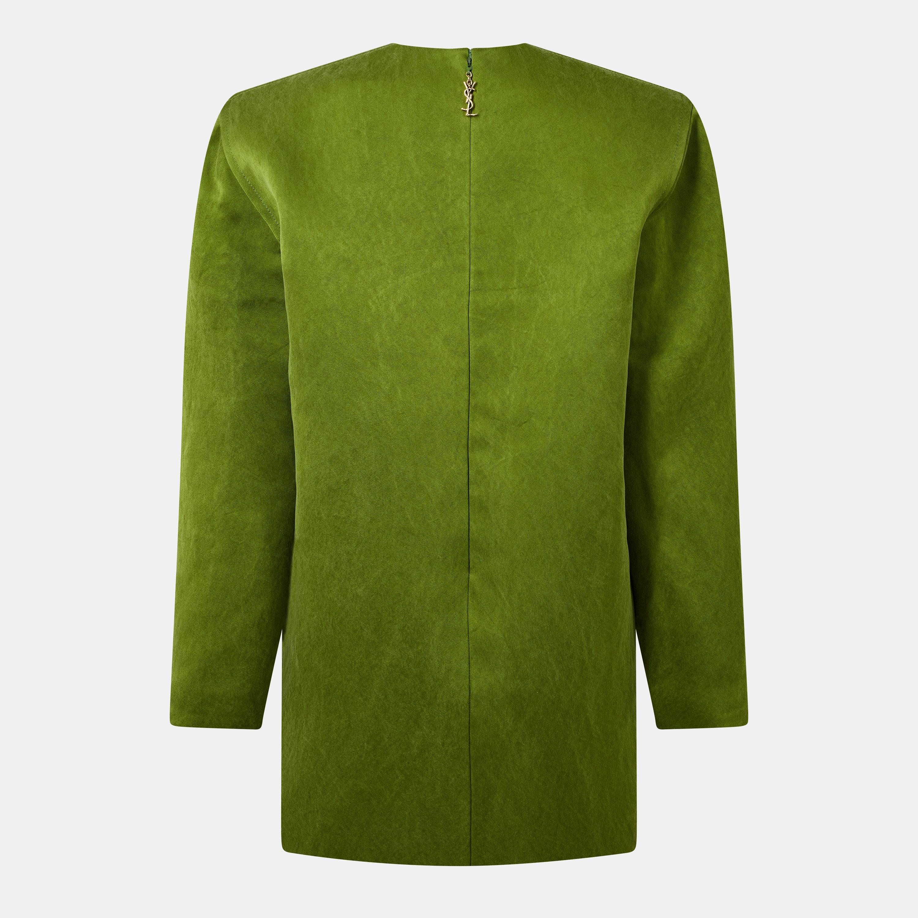 Green - Saint Laurent - Women's Double Satin Mini Dress - 2