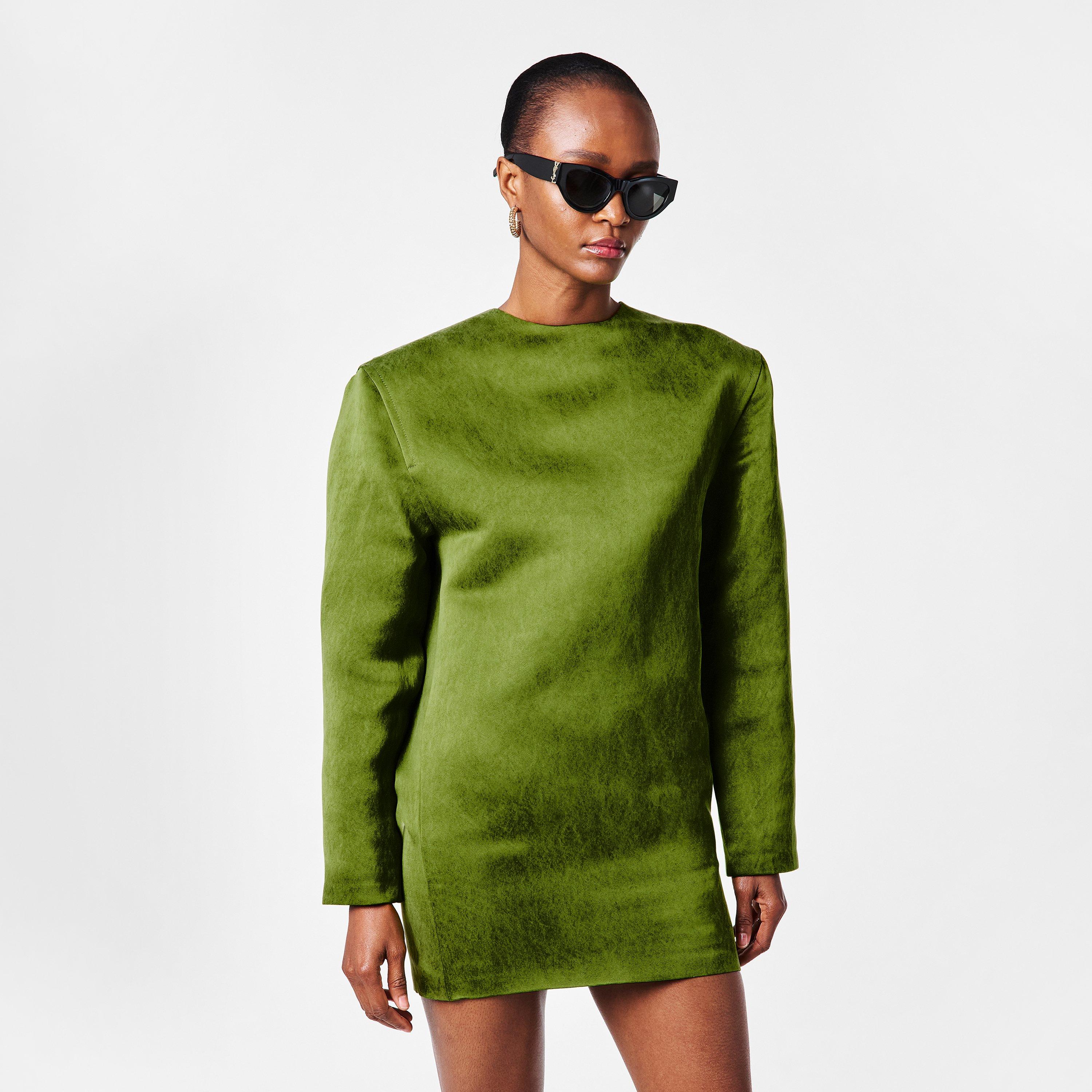 Green - Saint Laurent - Women's Double Satin Mini Dress - 3