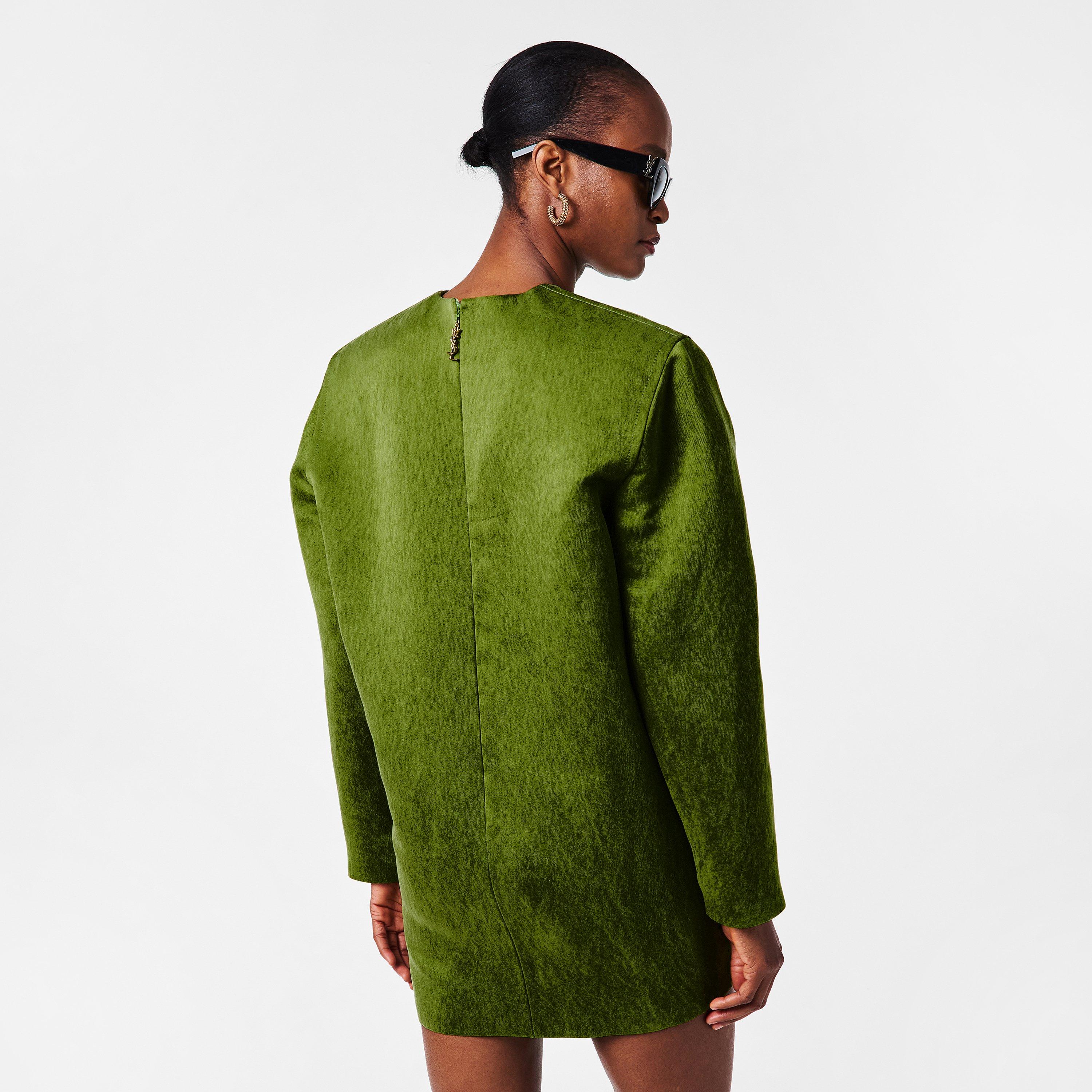 Green - Saint Laurent - Women's Double Satin Mini Dress - 4