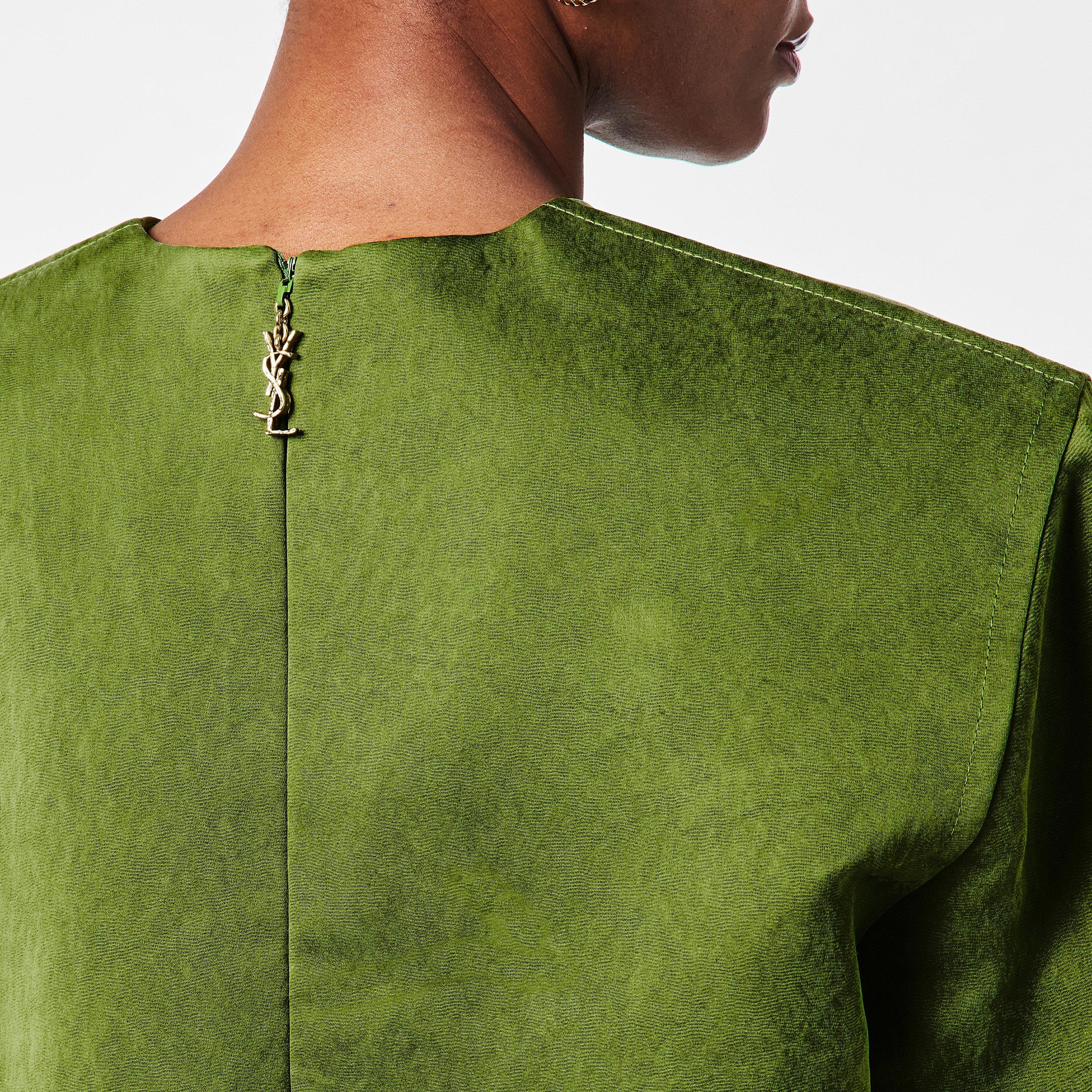 Green - Saint Laurent - Women's Double Satin Mini Dress - 5