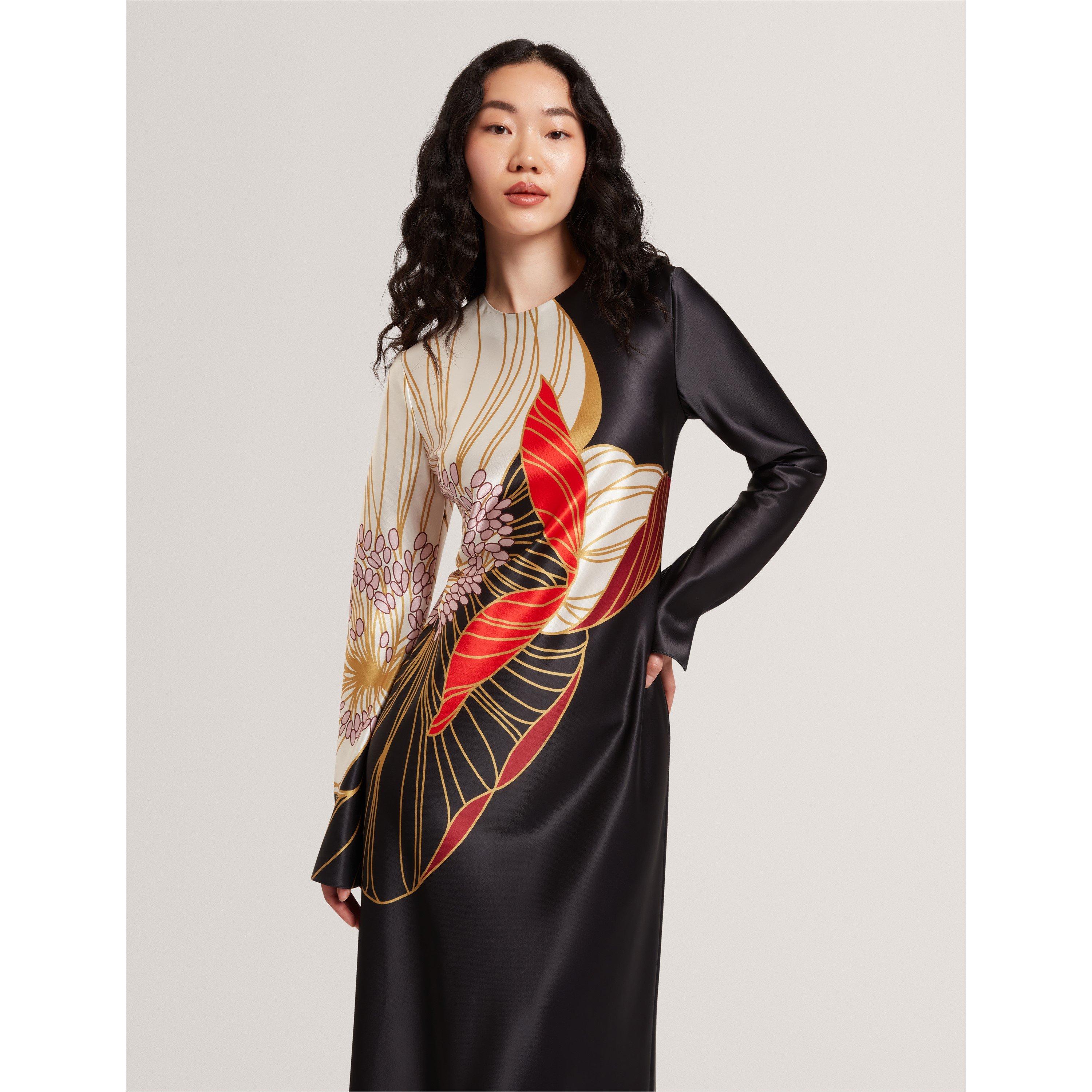 Black - Ted Baker - Women's Long-Sleeve Midi Tea Dress - 4