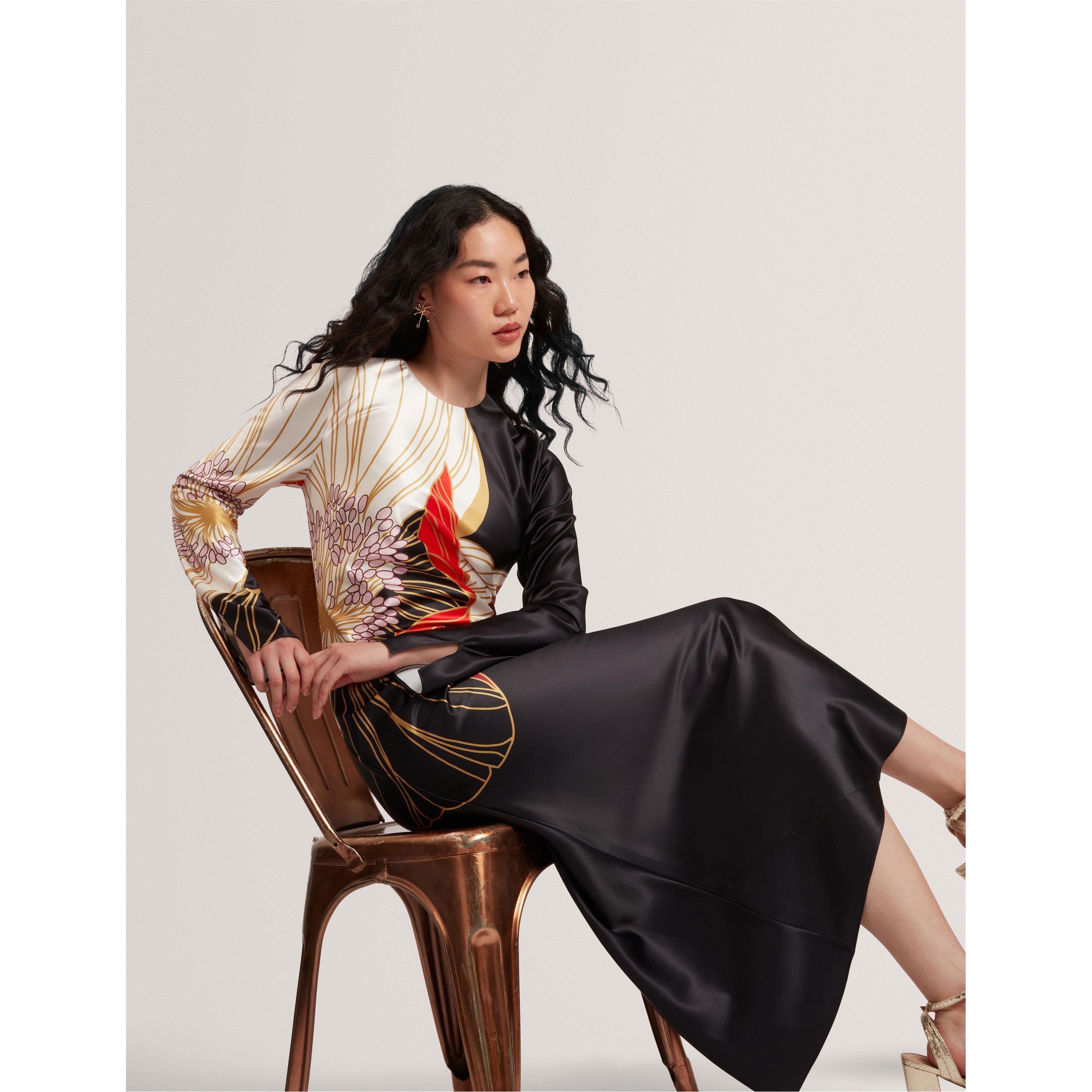 Black - Ted Baker - Women's Long-Sleeve Midi Tea Dress - 5