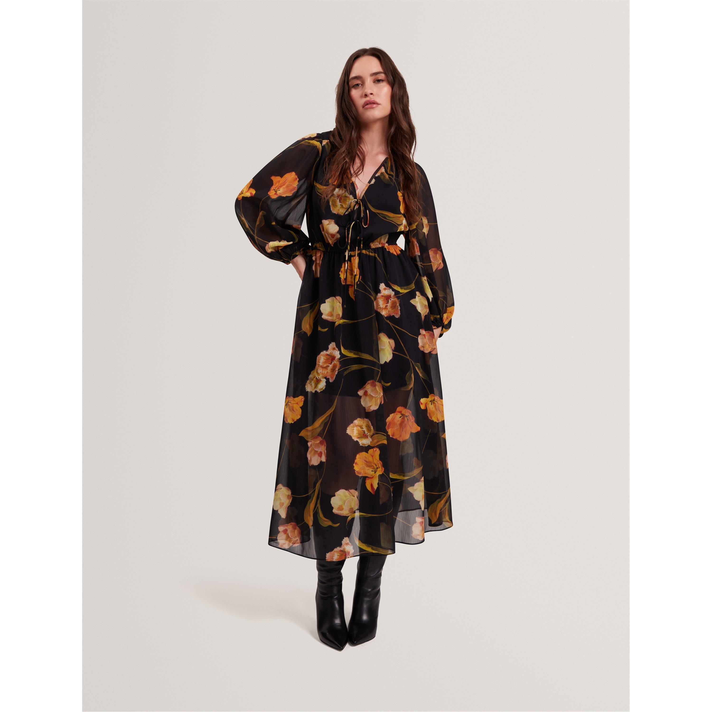 Black - Ted Baker - Women's Plain Midi Tea Dress - 3